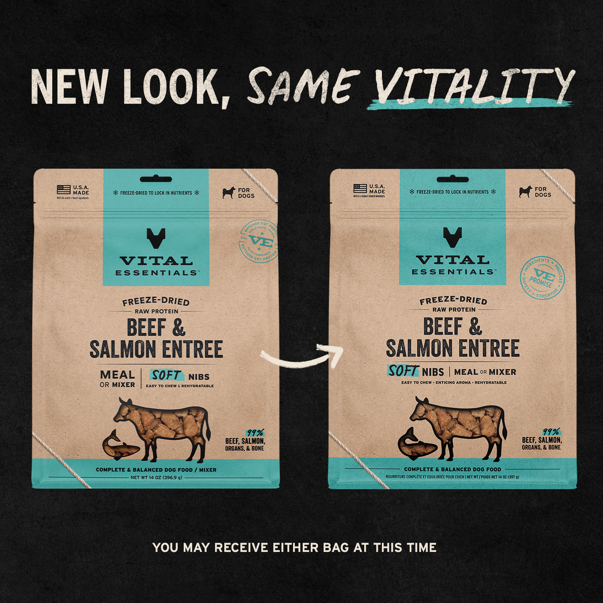 Freeze-Dried Beef & Salmon Entree & Mixer Dog Food Soft Nibs