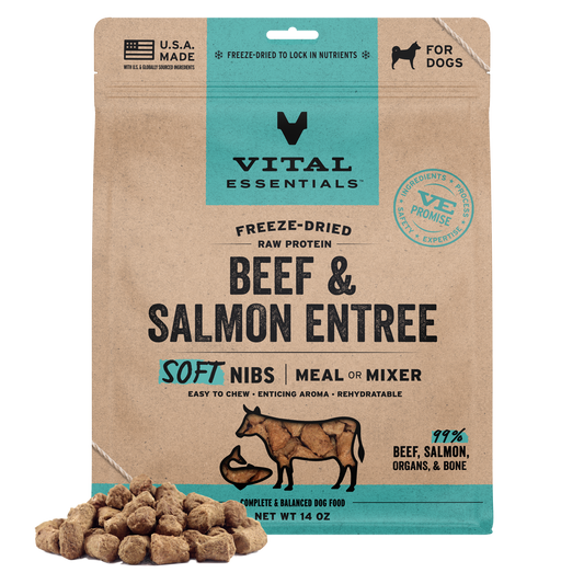 Freeze-Dried Beef & Salmon Entree & Mixer Dog Food Soft Nibs