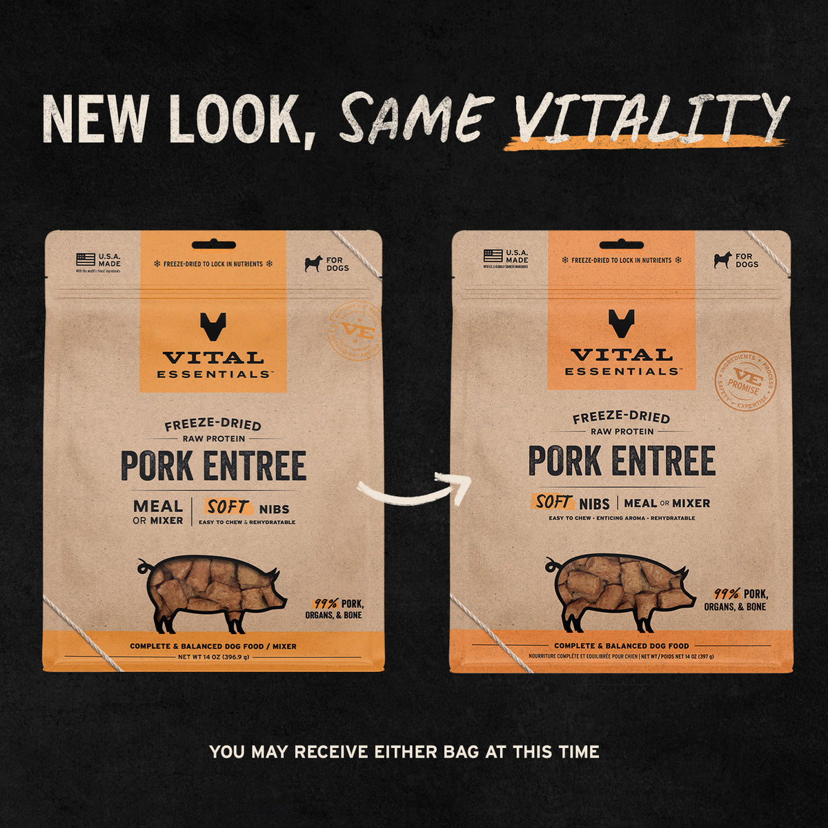 Freeze-Dried Pork Entree & Mixer Dog Food Soft Nibs