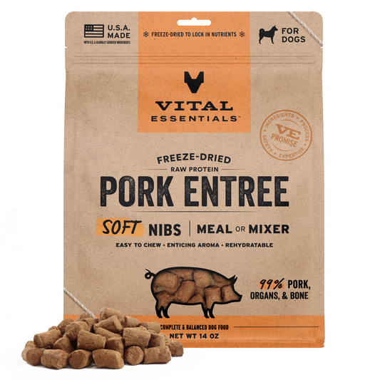 Freeze-Dried Pork Entree & Mixer Dog Food Soft Nibs