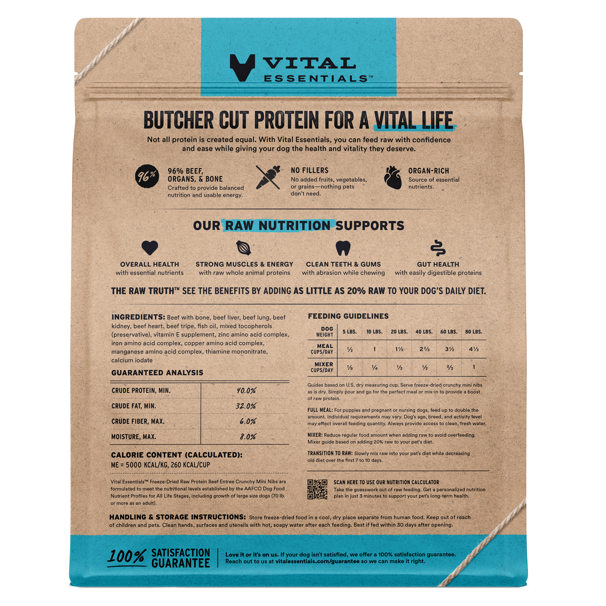 Freeze-Dried Beef Entree or Mixer Dog Food Crunchy Mini Nibs
