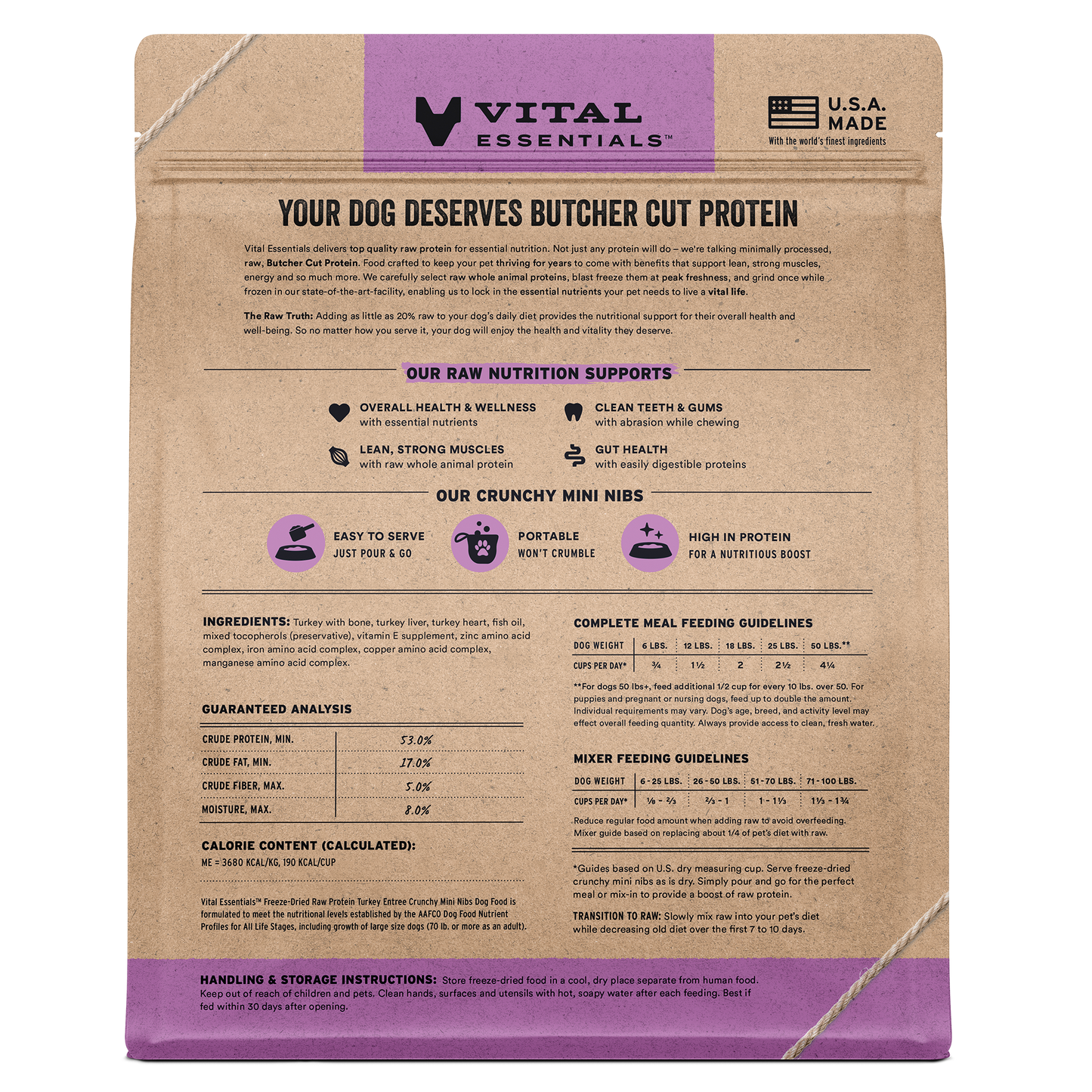 Freeze-Dried Turkey Entree or Mixer Dog Food Crunchy Mini Nibs