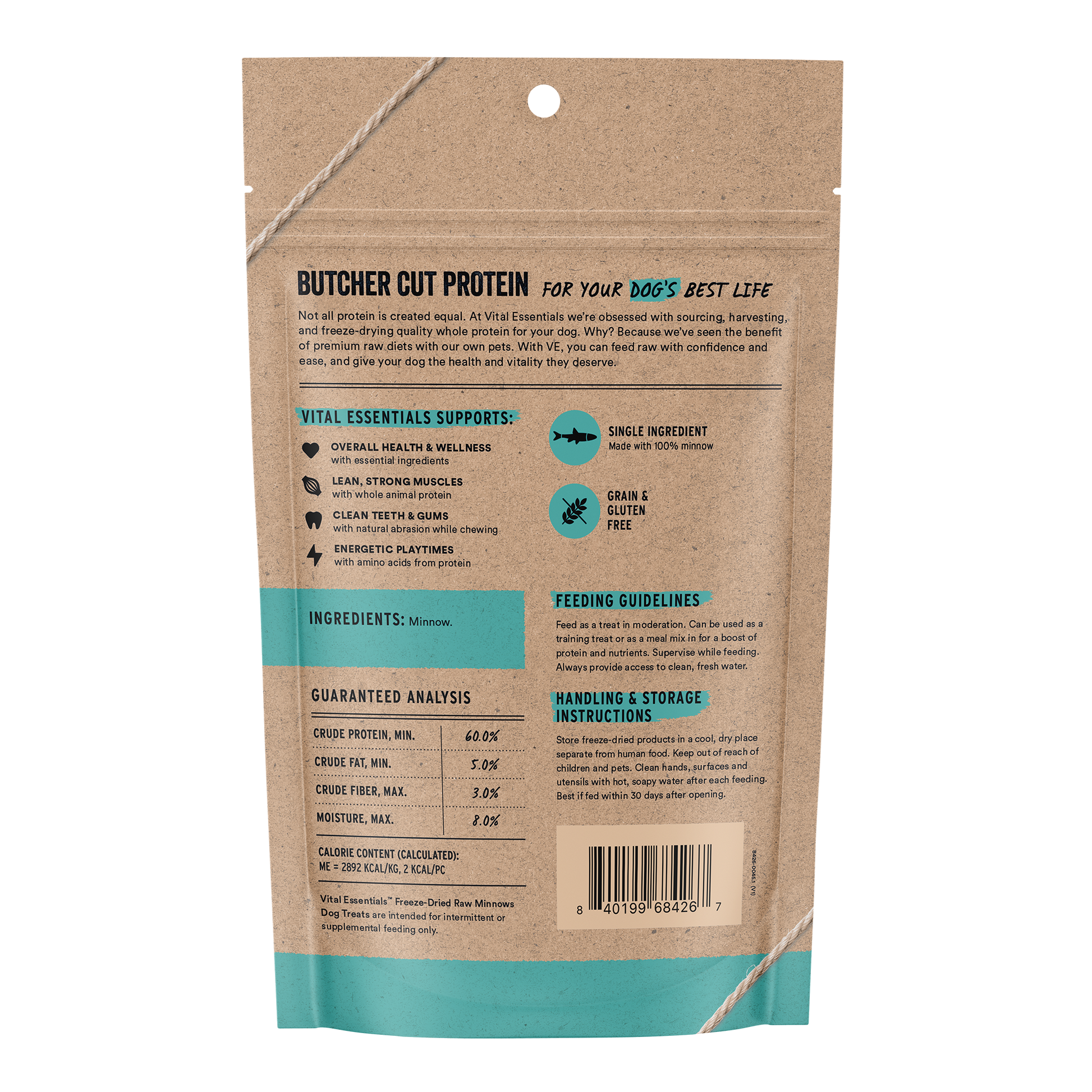 Minnows Dog Treats Back of Bag