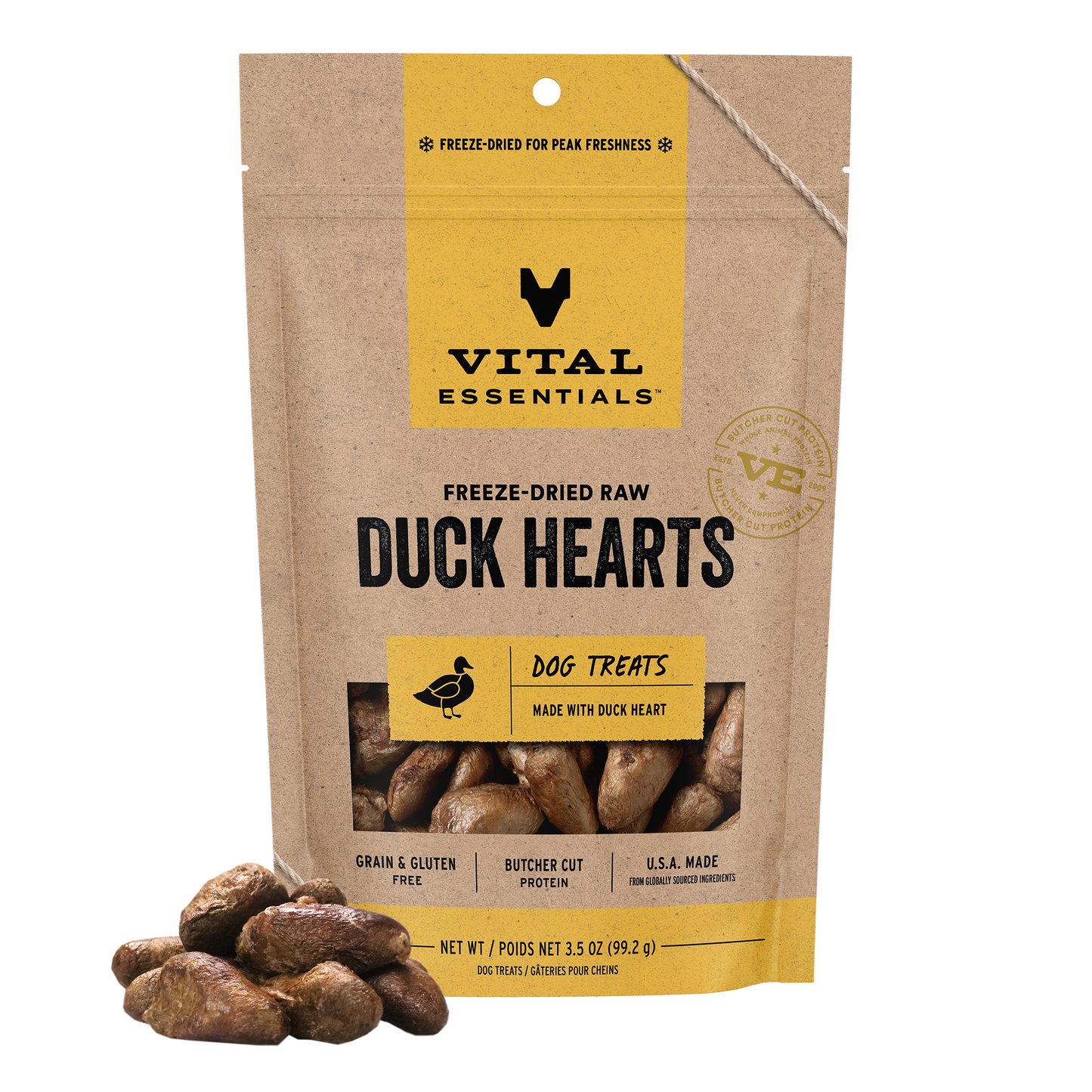 Duck Hearts Dog Treats Front of Bag