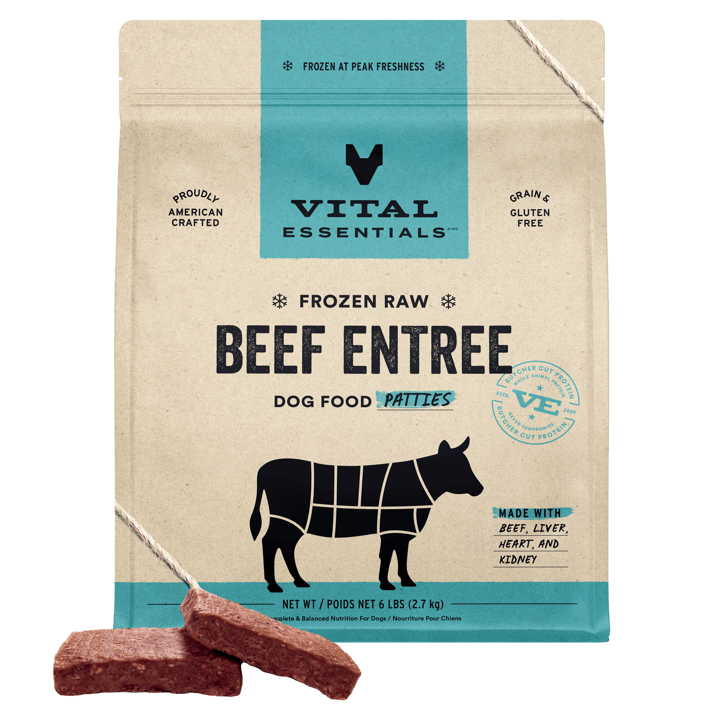 Frozen Beef Entree Dog Food Patties