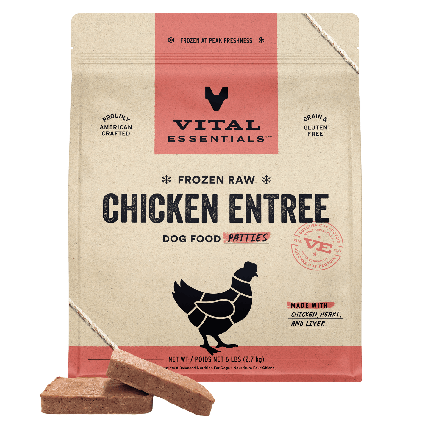 Frozen Chicken Entree Dog Food Patties
