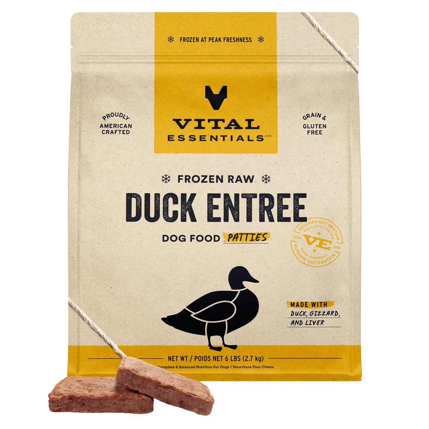 Frozen Duck Entree Dog Food Patties