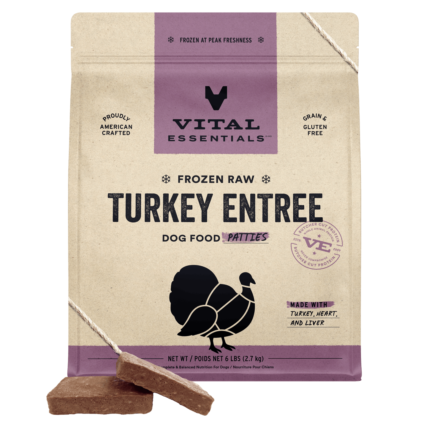 Frozen Turkey  Entree Dog Food Patties