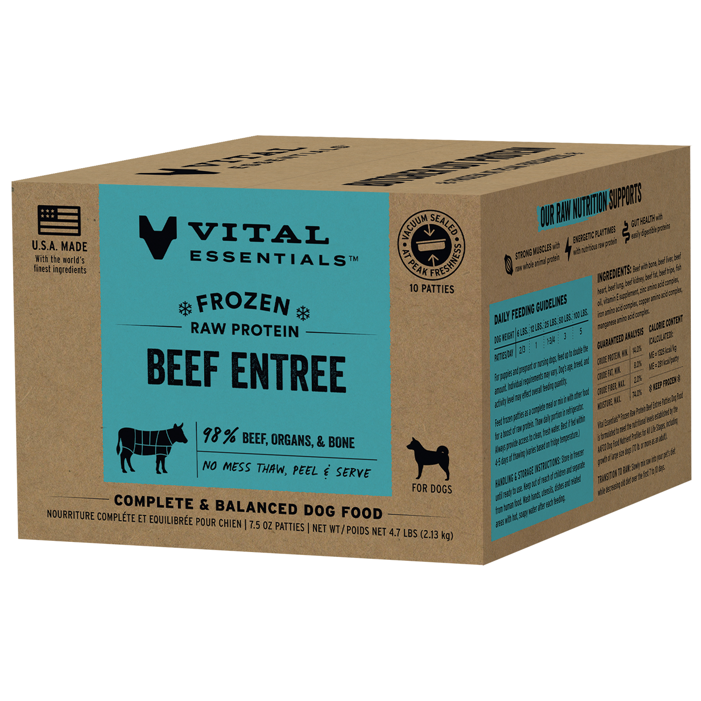 Frozen Beef Entree Dog Food Patties