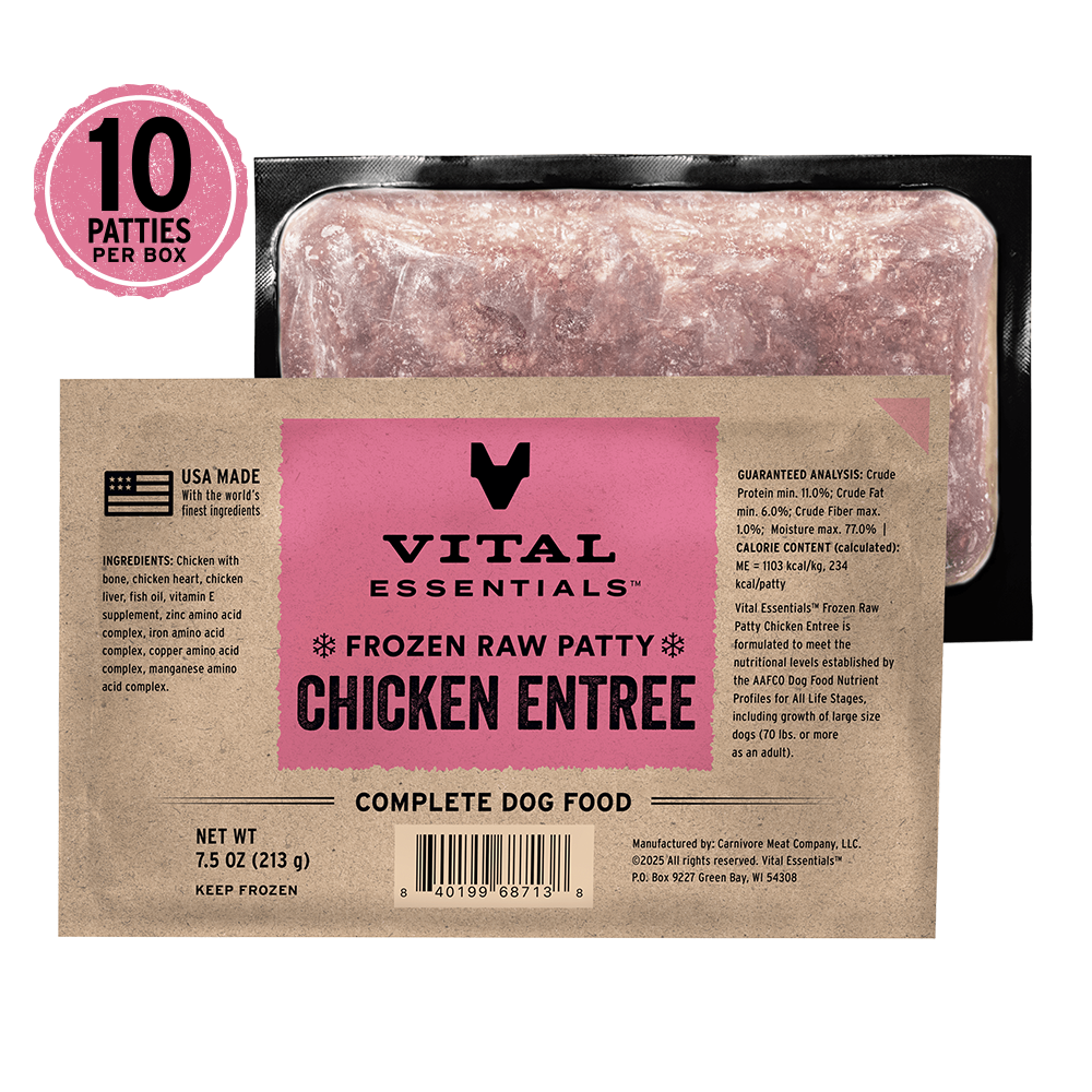 Frozen Chicken Entree Dog Food Patties