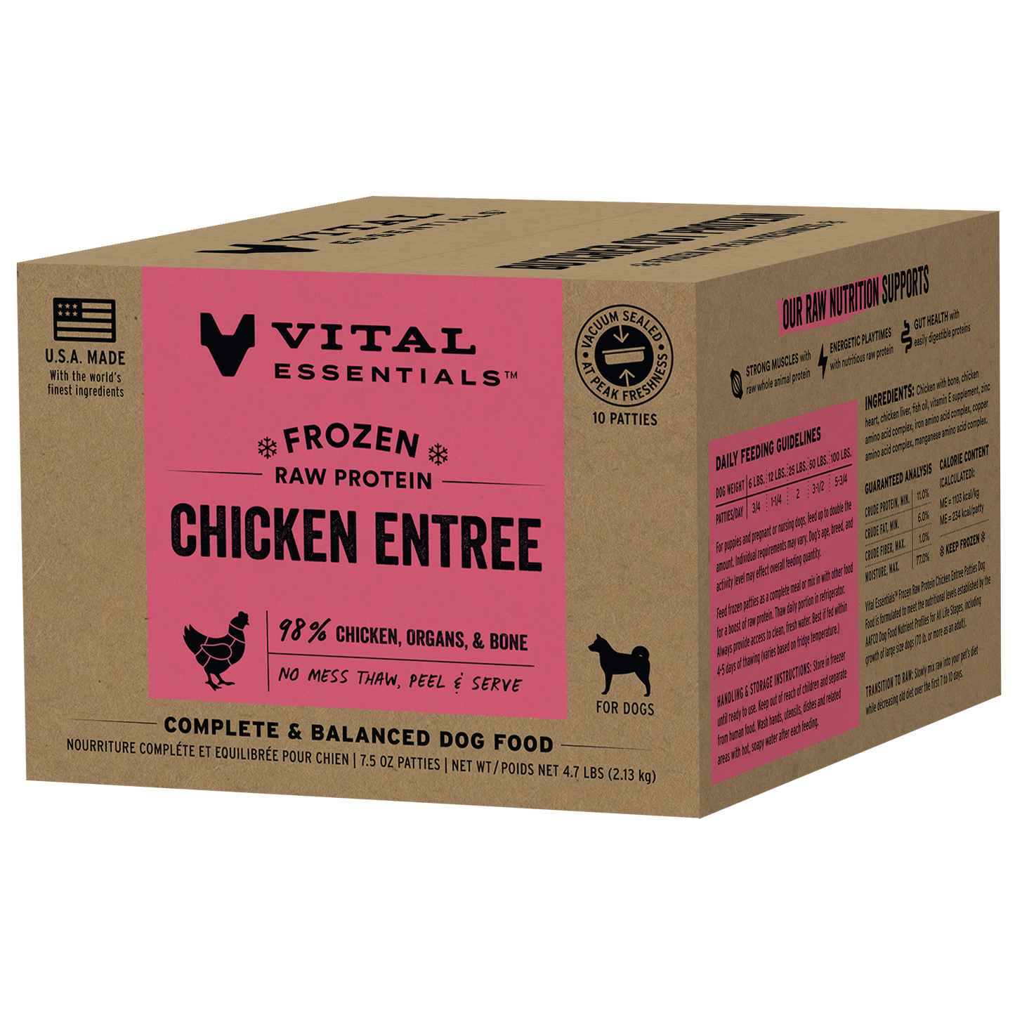 Frozen Chicken Entree Dog Food Patties