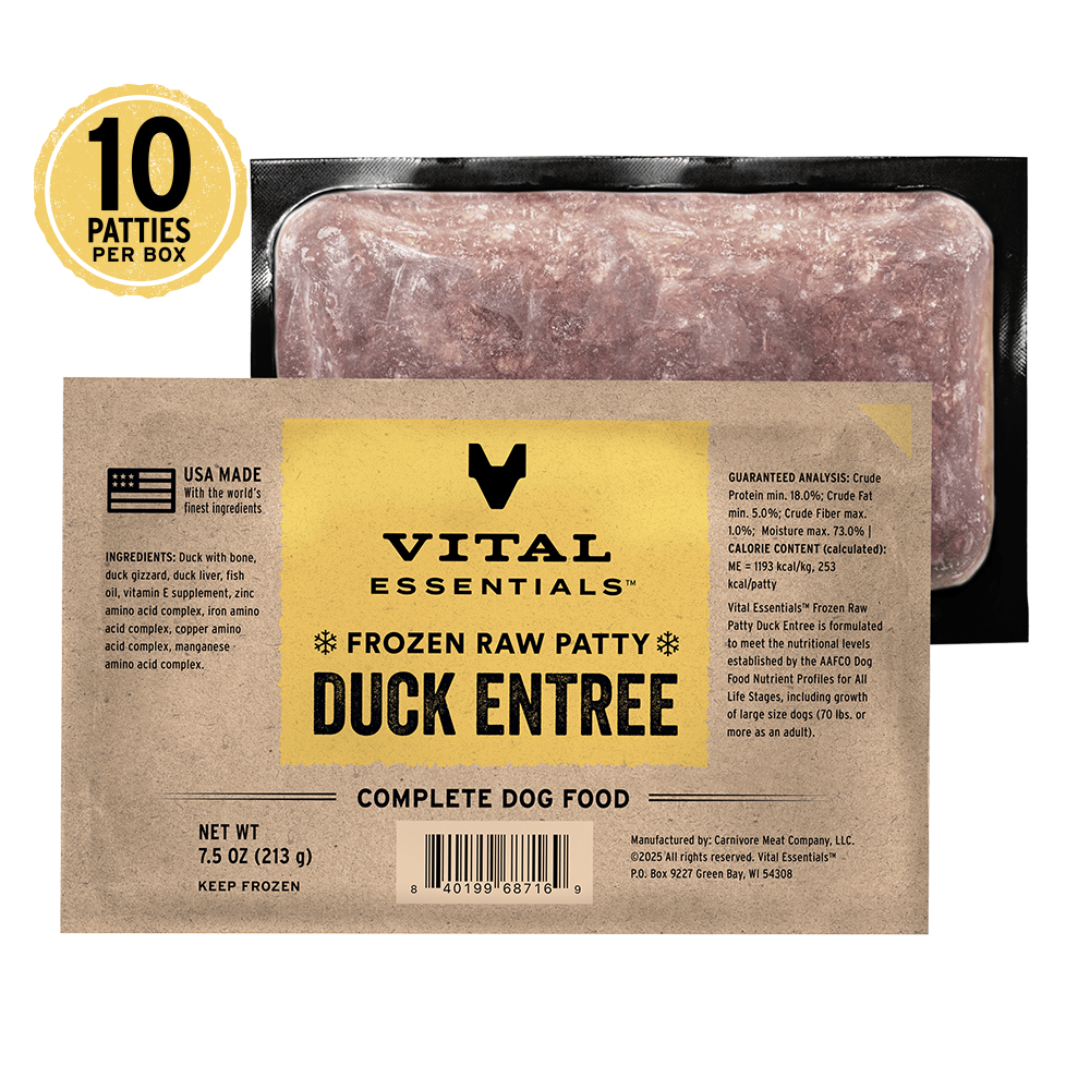 Frozen Duck Entree Dog Food Patties
