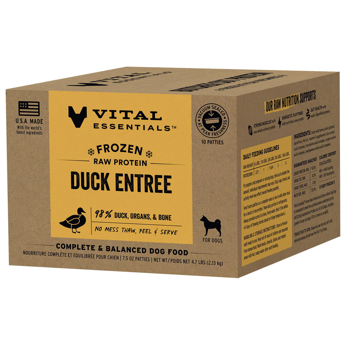 Frozen Duck Entree Dog Food Patties