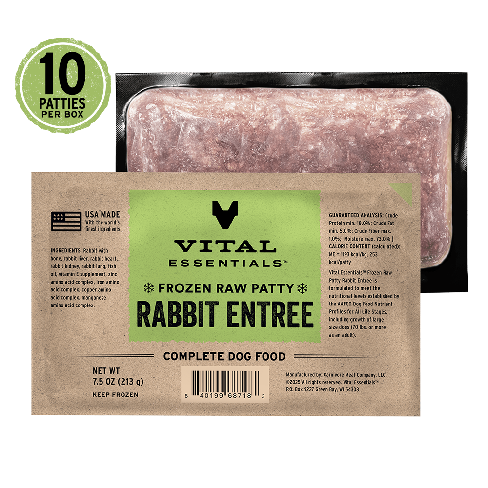 Frozen Rabbit Entree Dog Food Patties