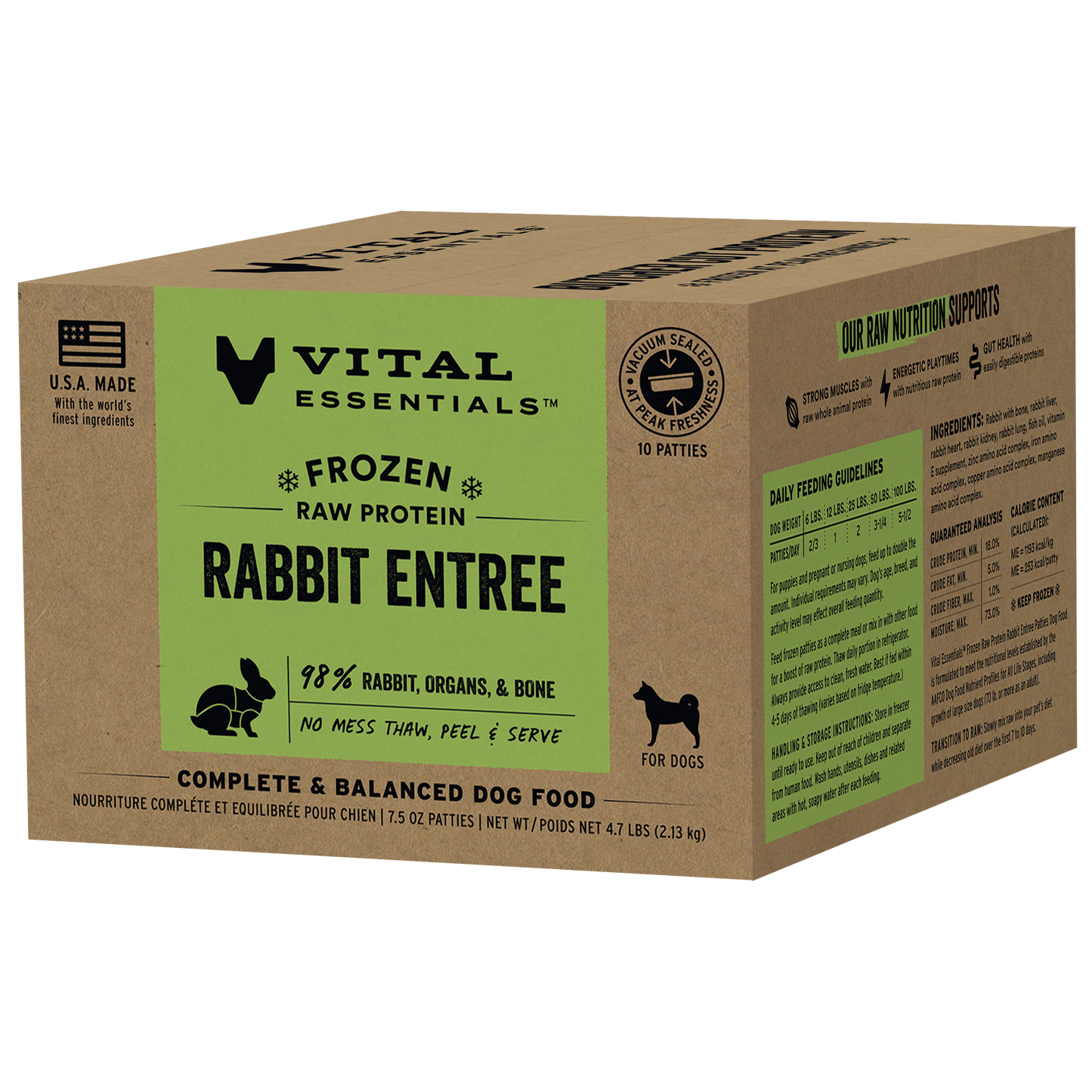 Frozen Rabbit Entree Dog Food Patties