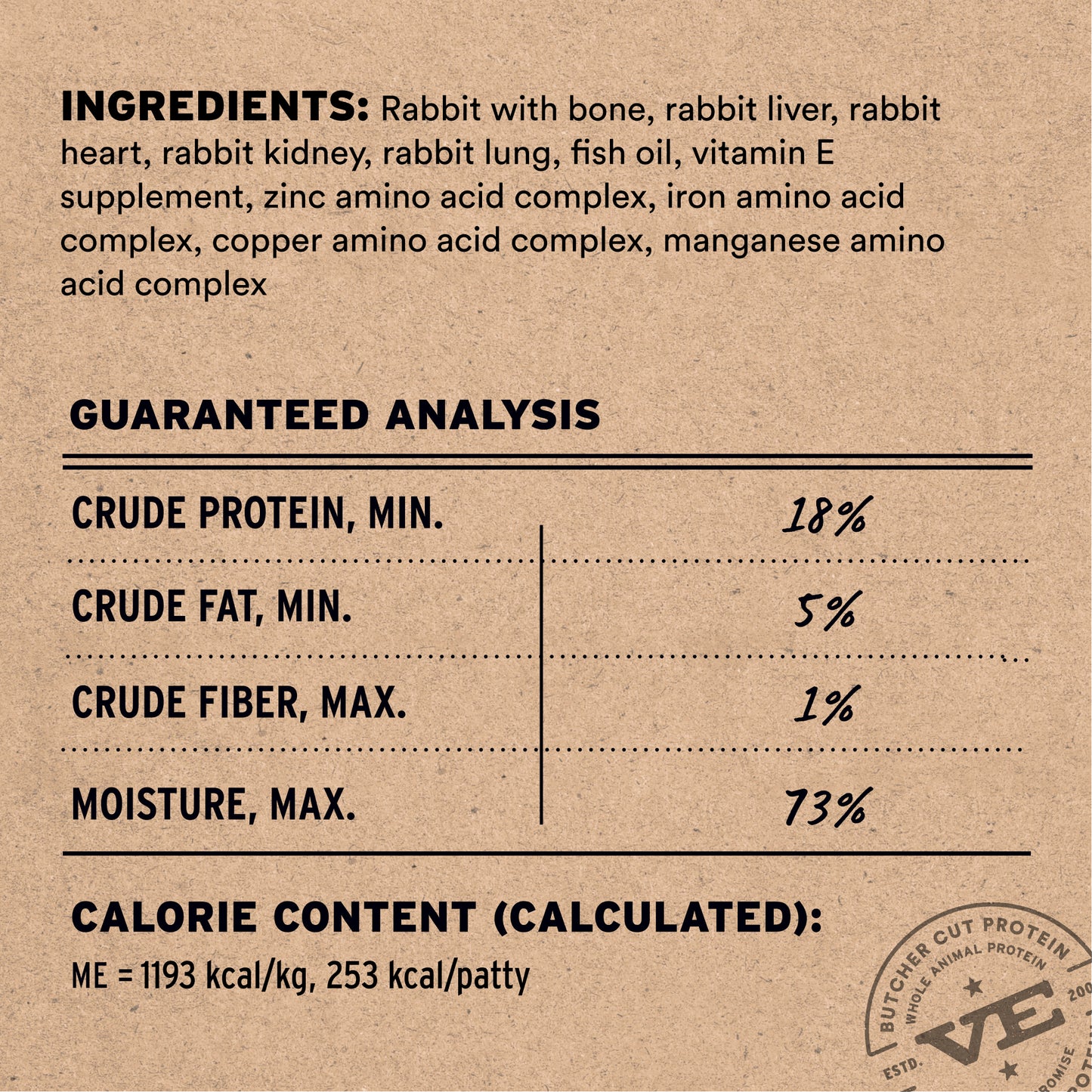 Frozen Rabbit Entree Dog Food Patties