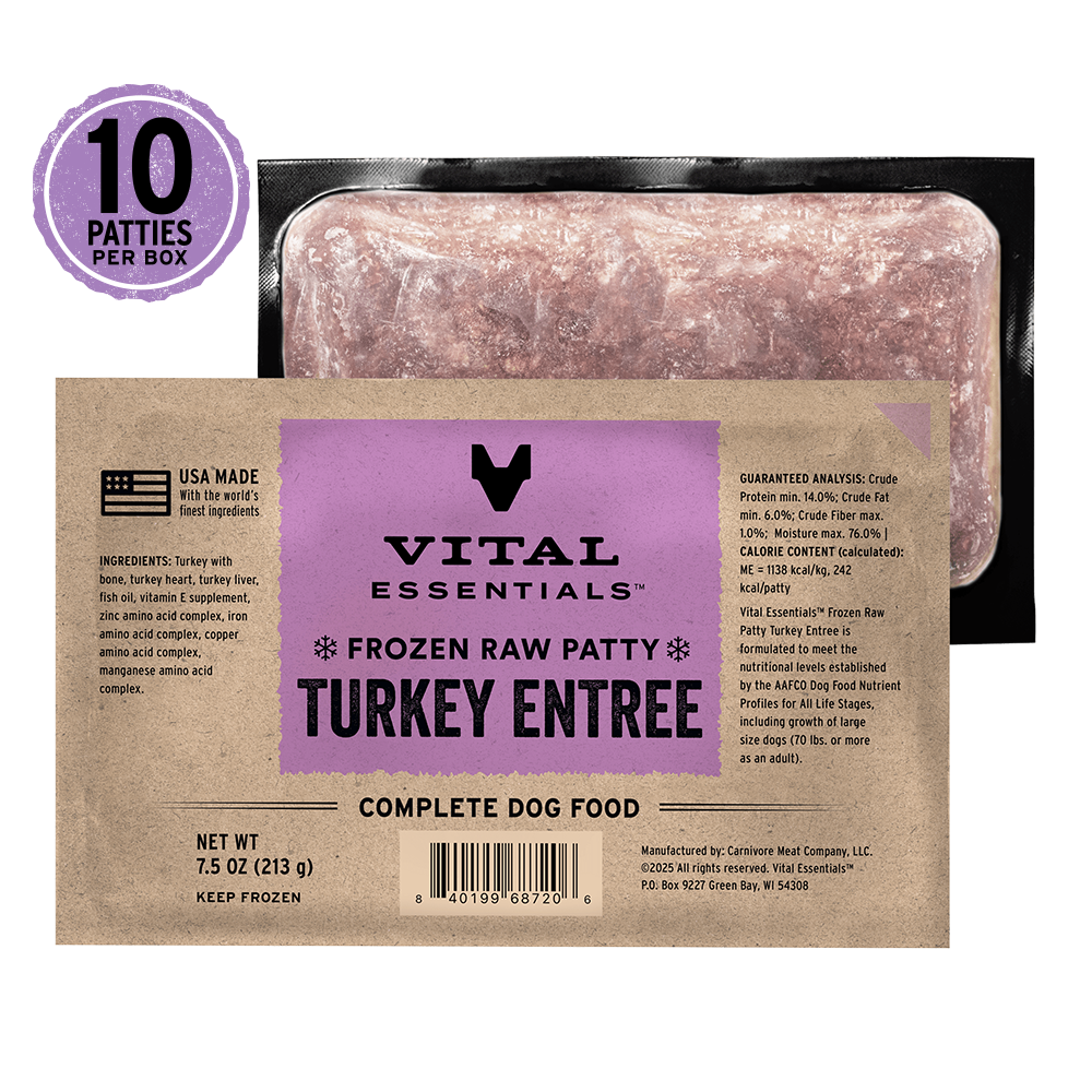Frozen Turkey Entree Dog Food Patties