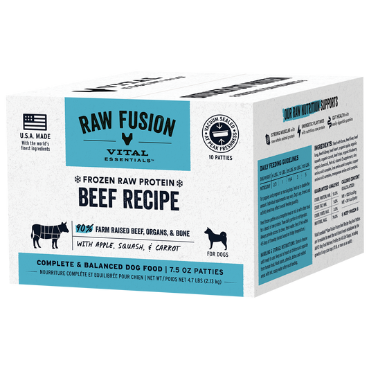 RAW FUSION Frozen Raw Beef Recipe Dog Food Patties