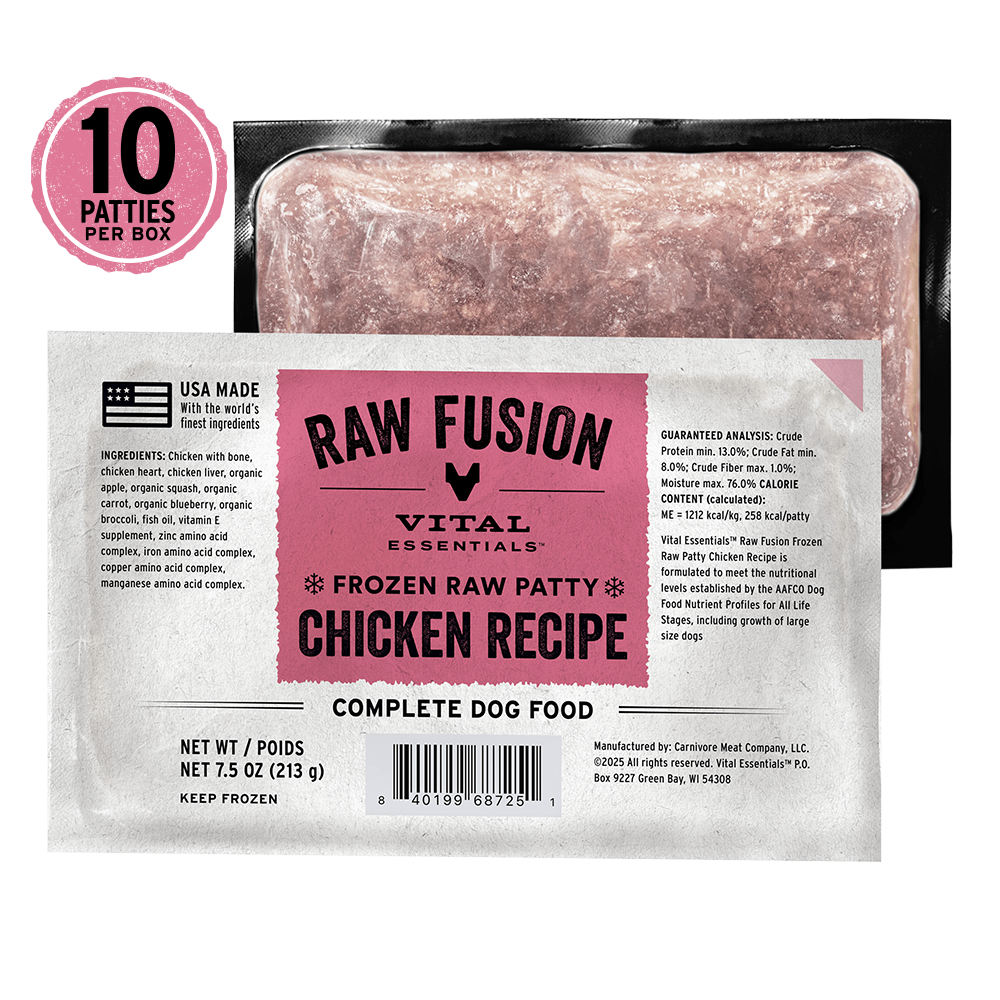 RAW FUSION Frozen Raw Chicken Recipe Dog Food Patties