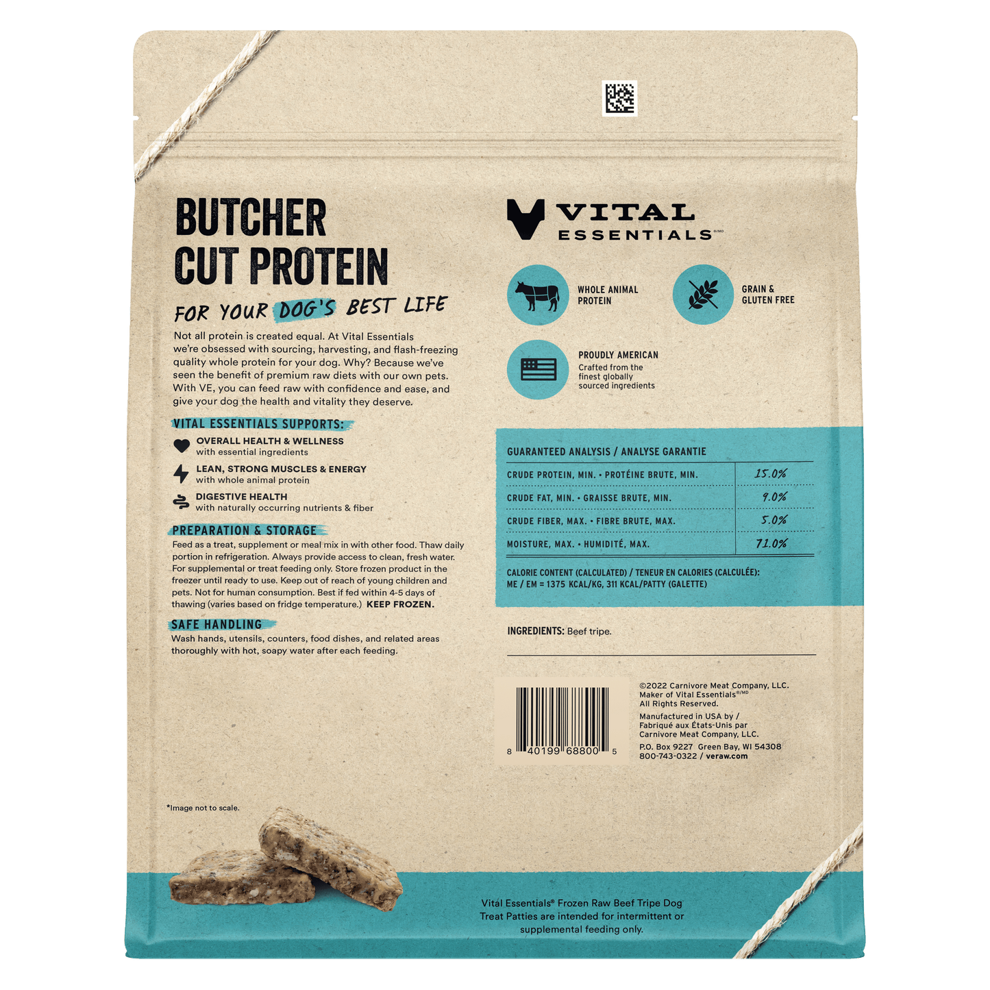 Frozen Beef Tripe Dog Treat Patties