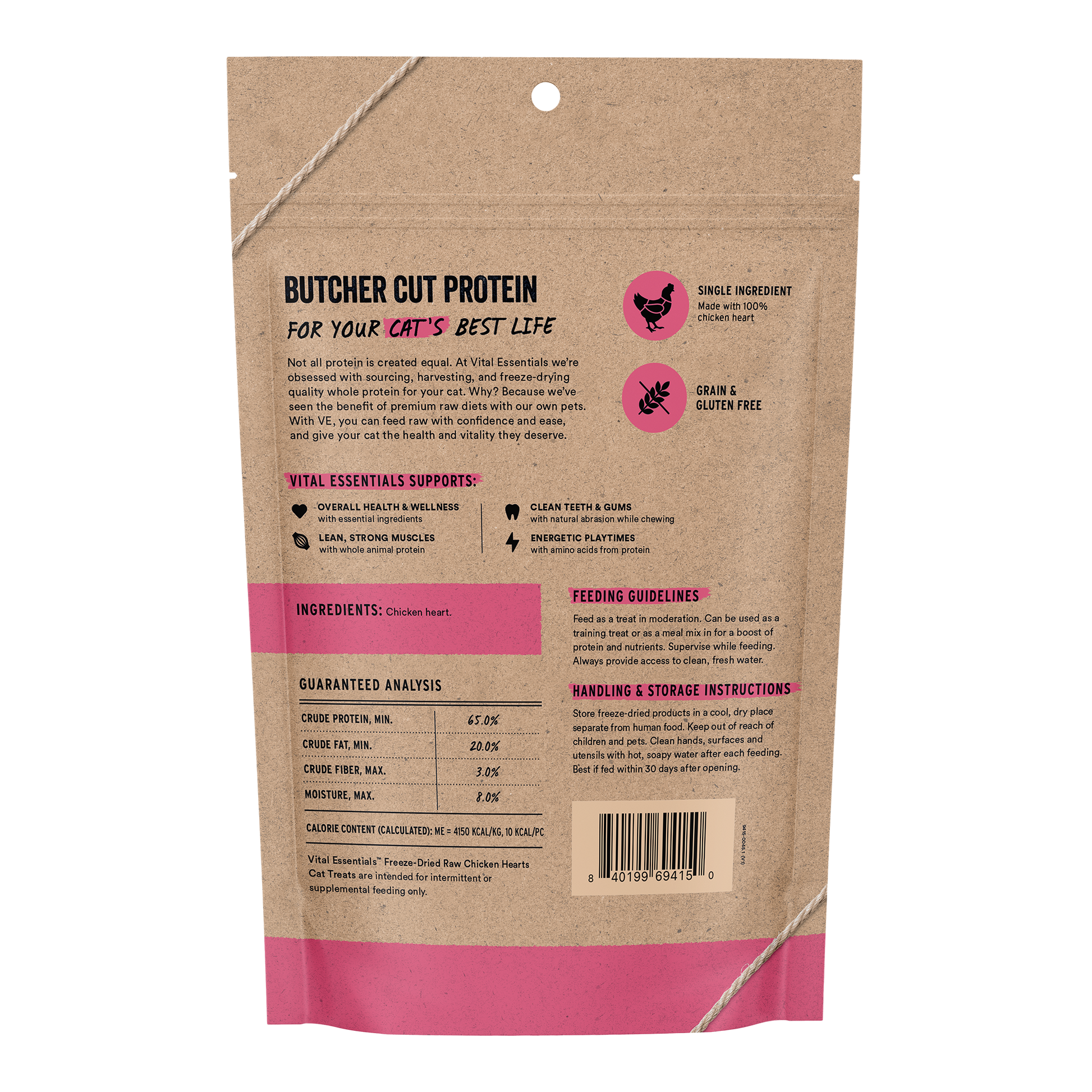 Chicken Hearts Cat Treats Back of Bag