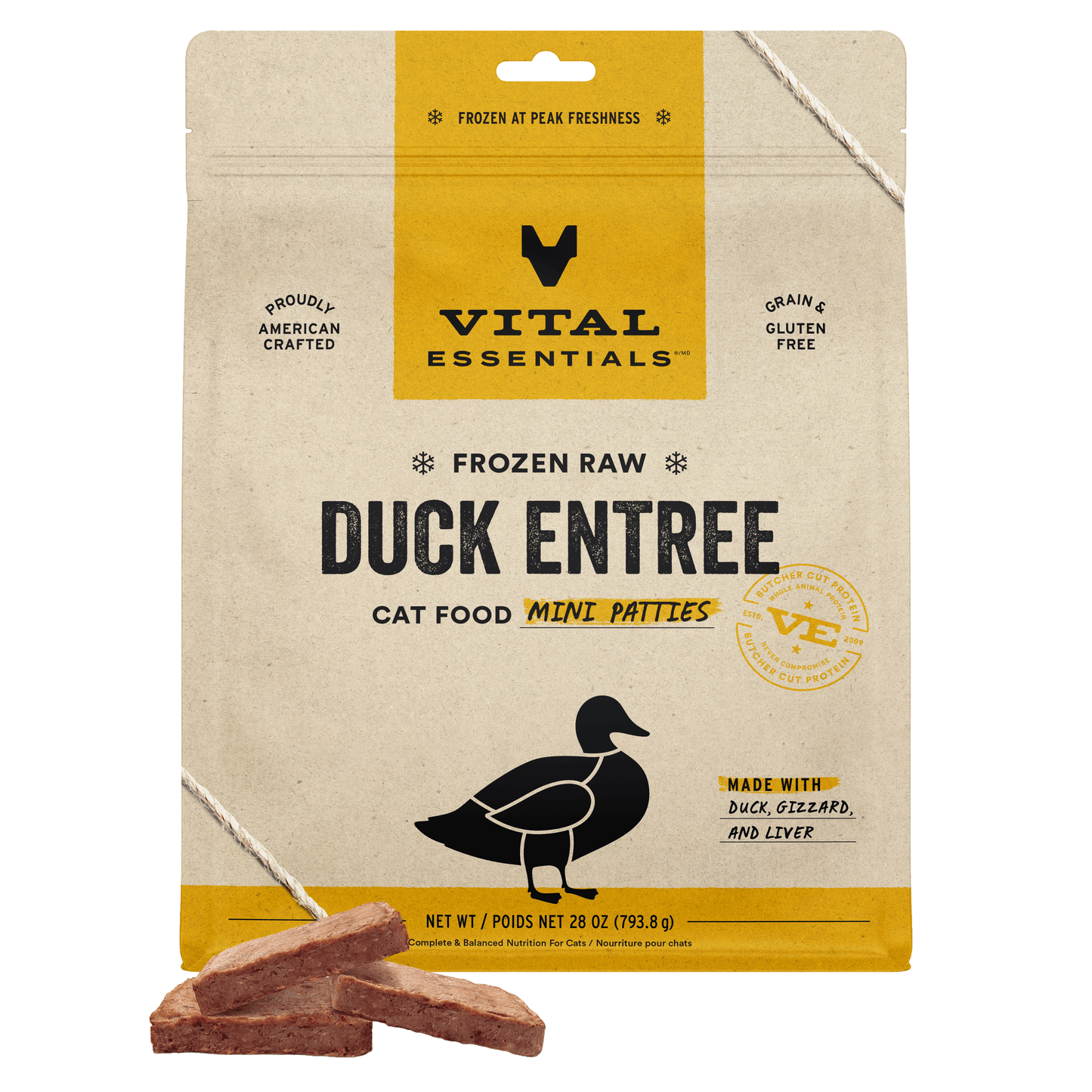 Frozen Duck Mini Patties Cat Food