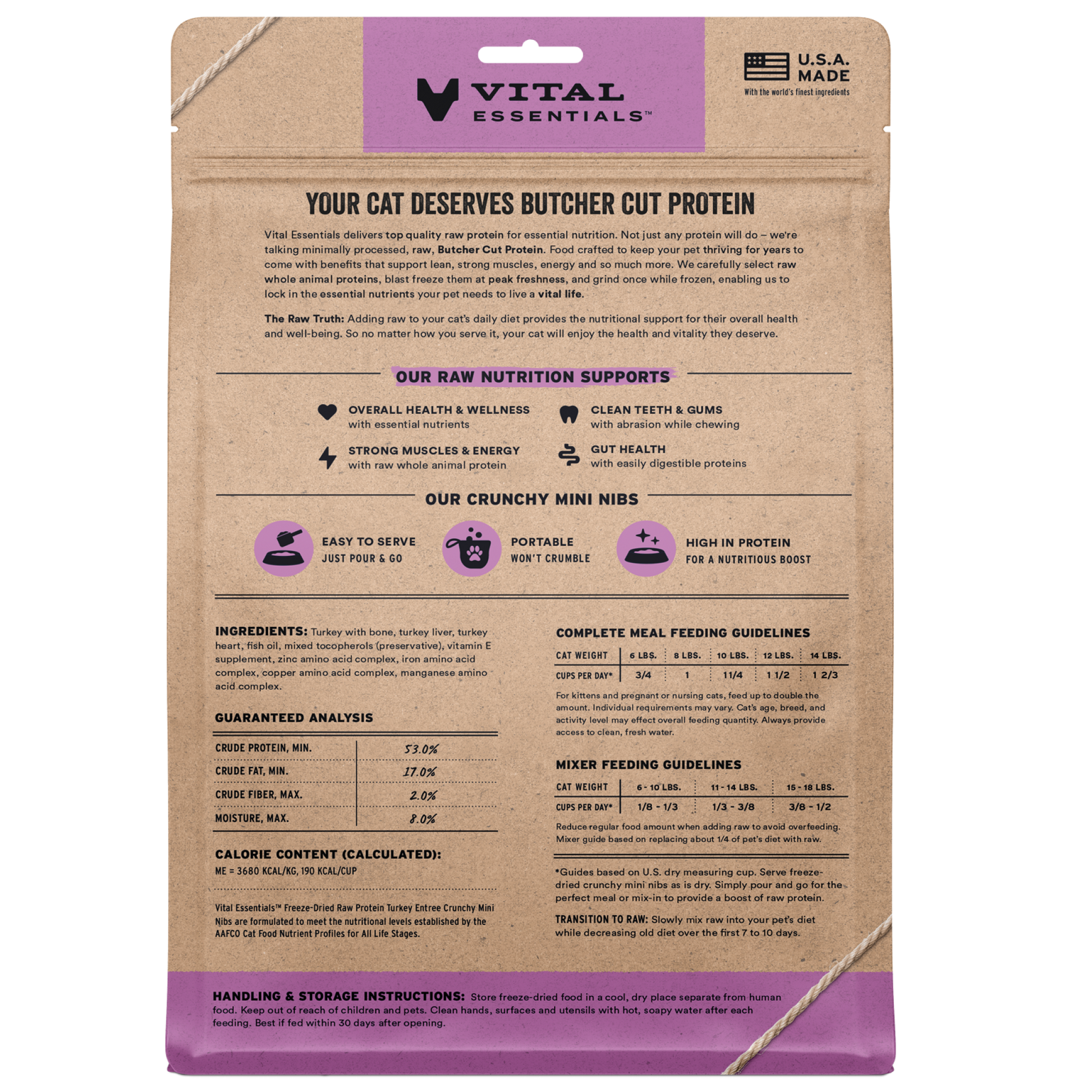 package back vital essentials®_freeze-dried raw_turkey_entree_mini nibs_cat food