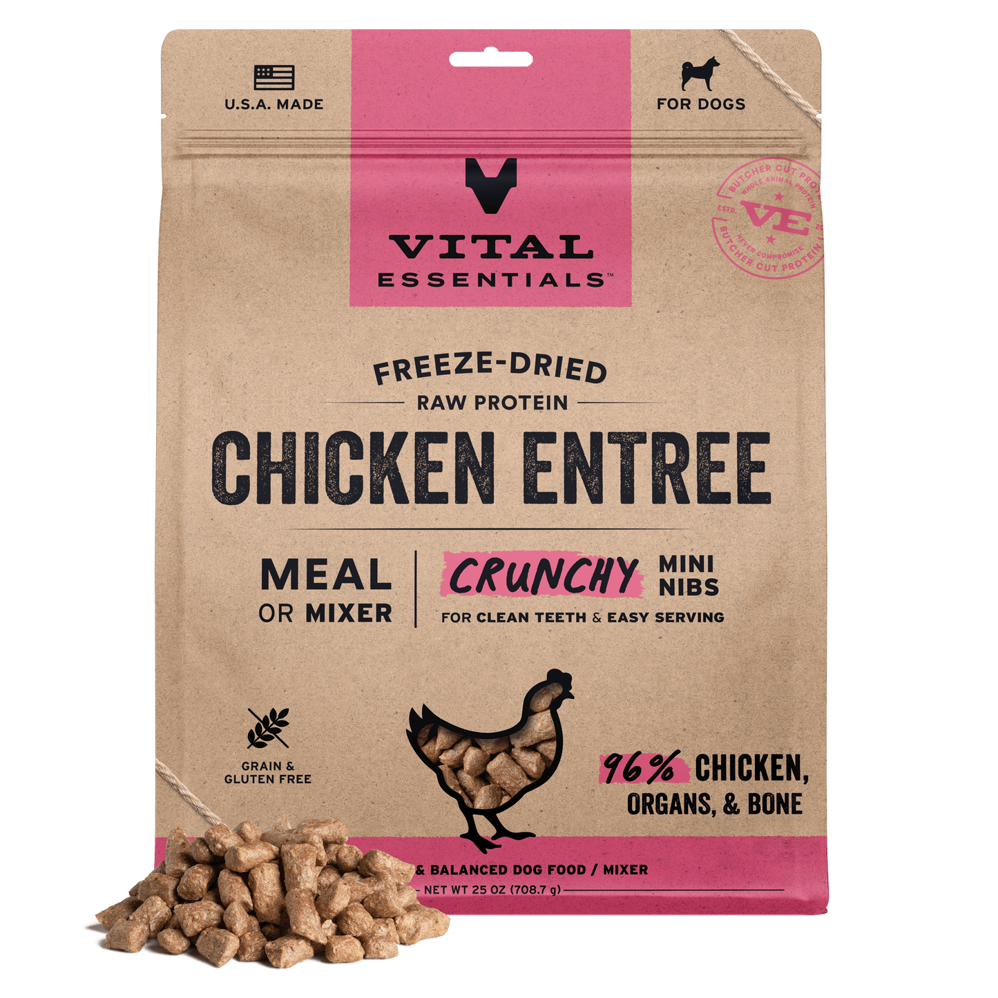 Freeze-Dried Chicken Entree Dog Food Crunchy Mini Nibs