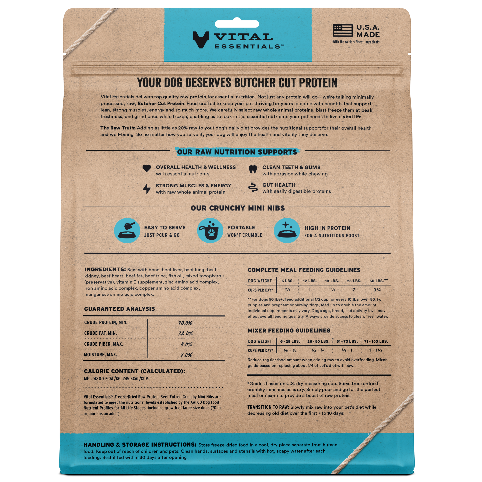 package back vital essentials®_freeze-dried raw_beef_entree_mini nibs_dog food