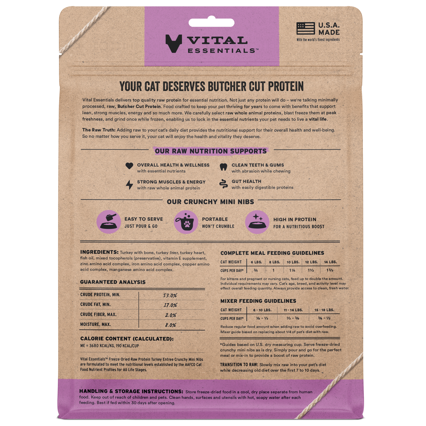package back vital essentials®_freeze-dried raw_turkey_entree_mini nibs_cat food