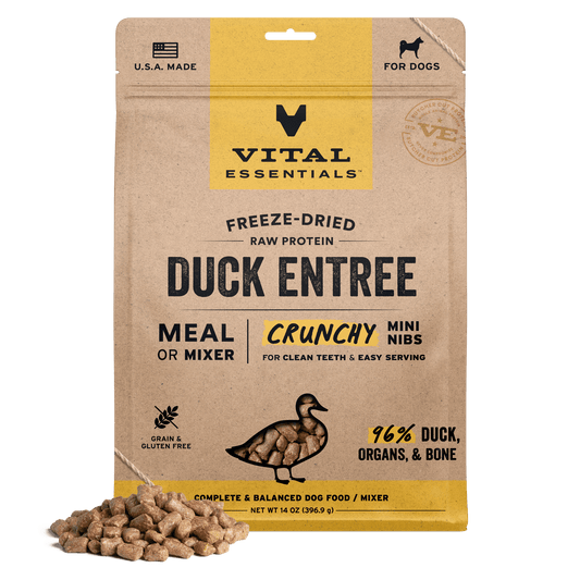 Freeze-Dried Duck Entree Dog Food Crunchy Mini Nibs
