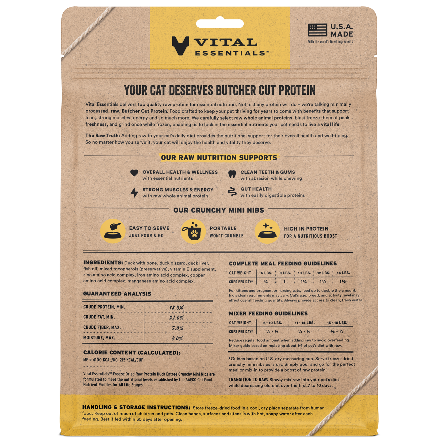 package back vital essentials®_freeze-dried raw_duck_entree_mini nibs_cat food