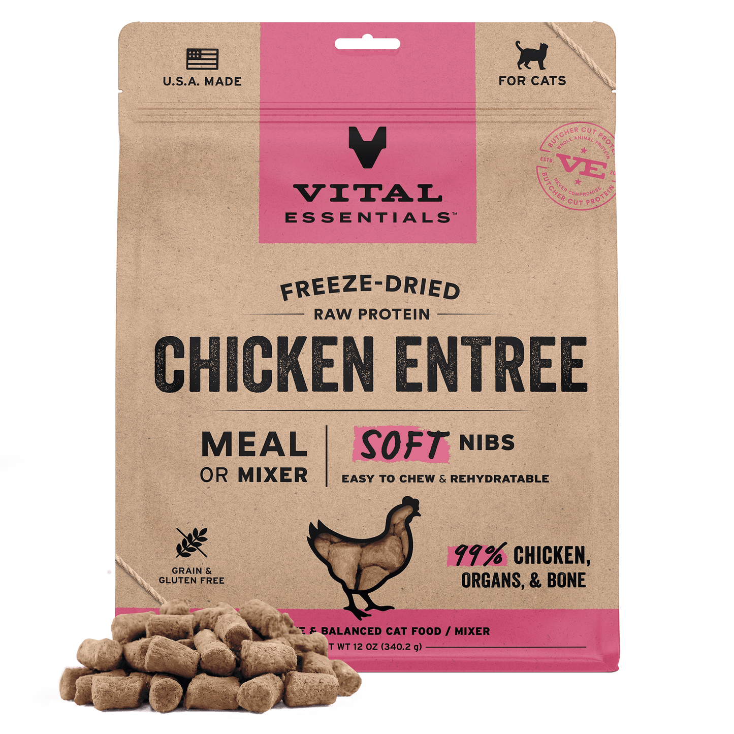 Freeze-Dried Chicken Entree & Mixer Cat Food Soft Nibs