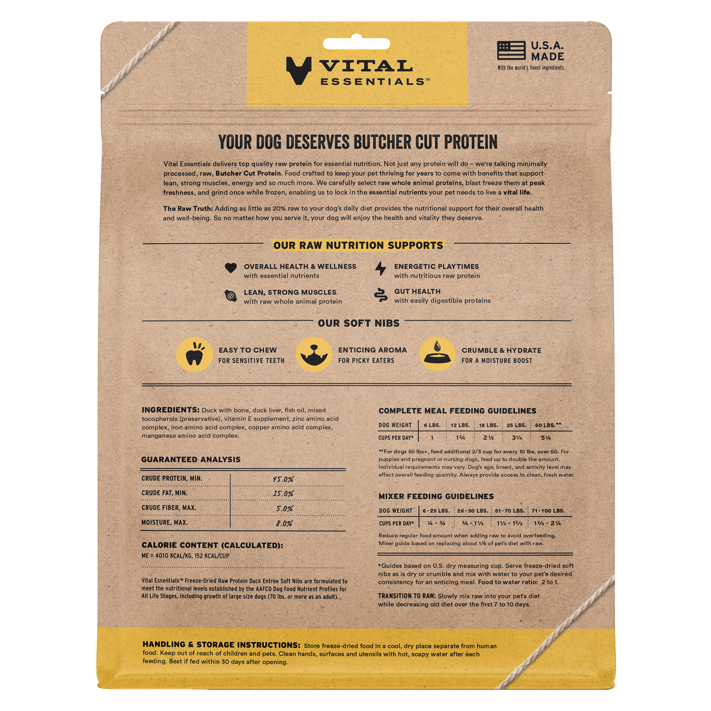 package back vital essentials®_freeze-dried raw_duck_entree_soft nibs_dog food