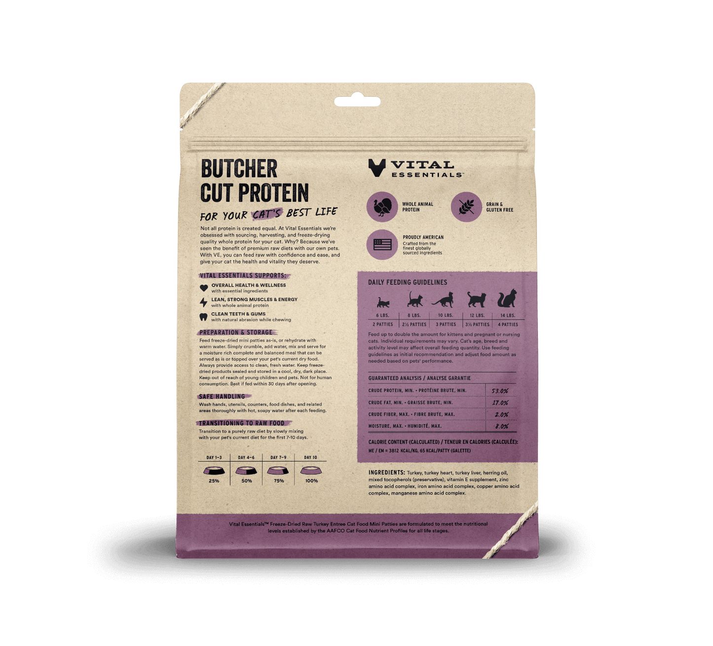 package back vital essentials®_freeze-dried raw_turkey_entree_mini patties_cat food