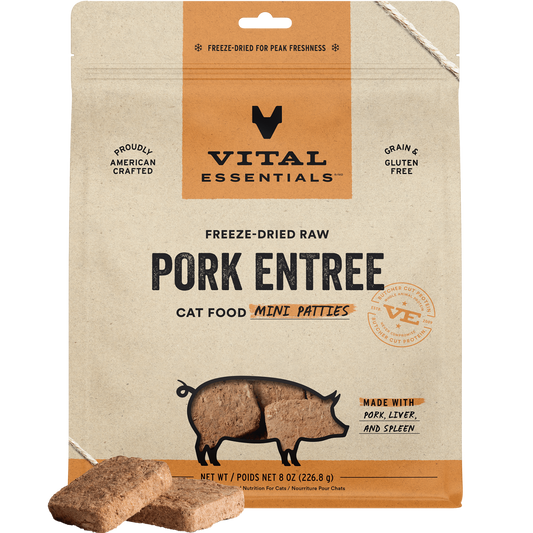 package front vital essentials®_freeze-dried raw_pork_entree_mini patties_cat food