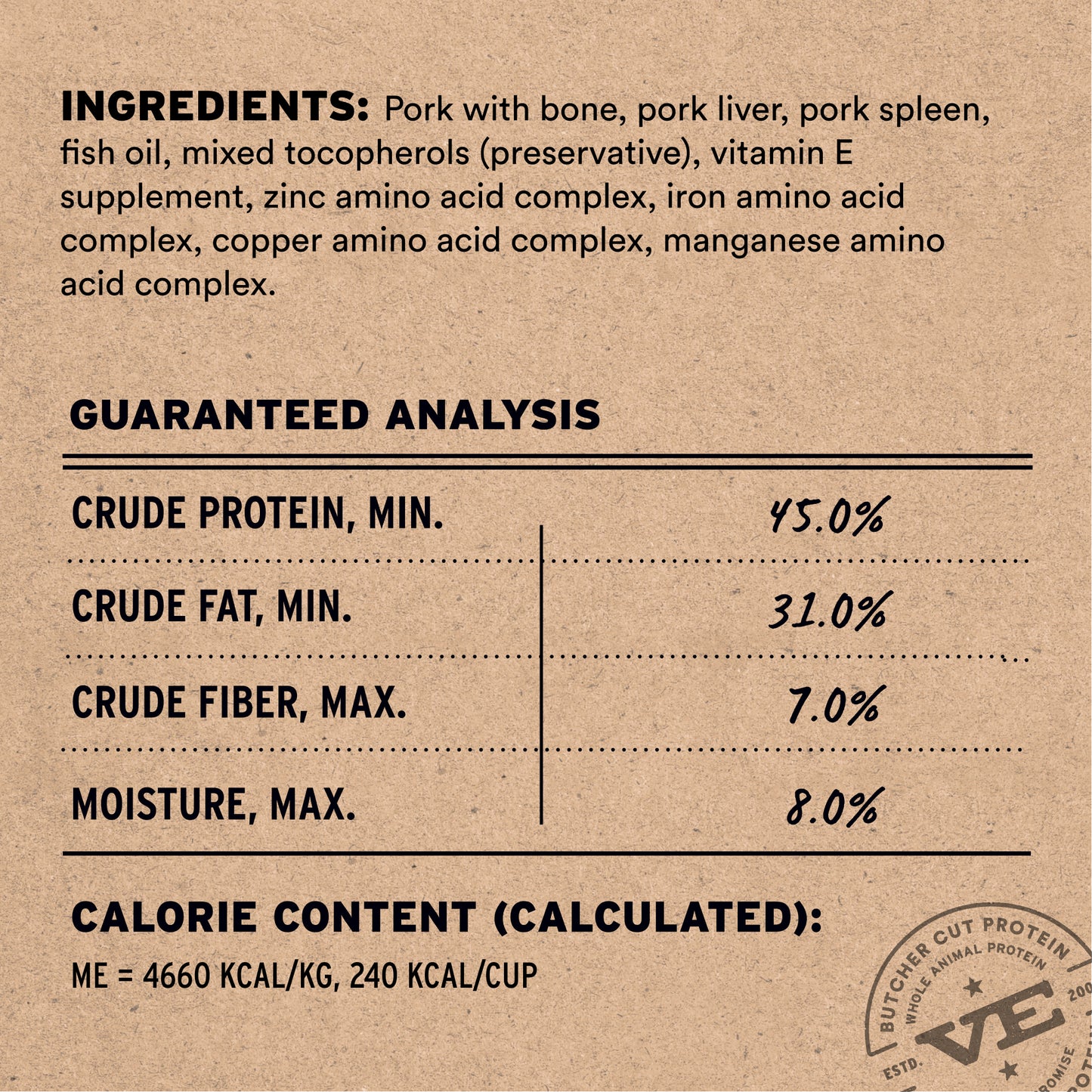 Freeze-Dried Pork Entree Cat Food Crunchy Nibs