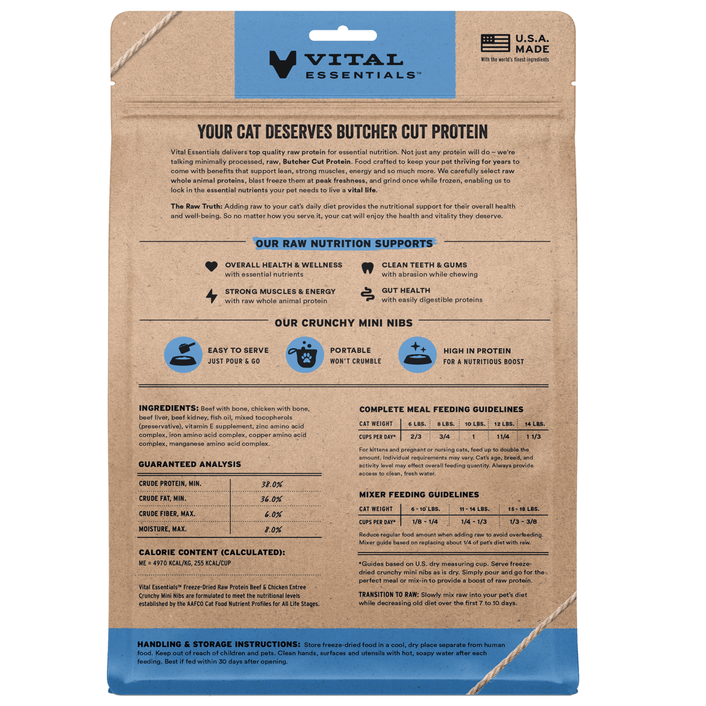 package back vital essentials®_freeze-dried raw_beef & chicken_entree_crunchy nibs_cat food