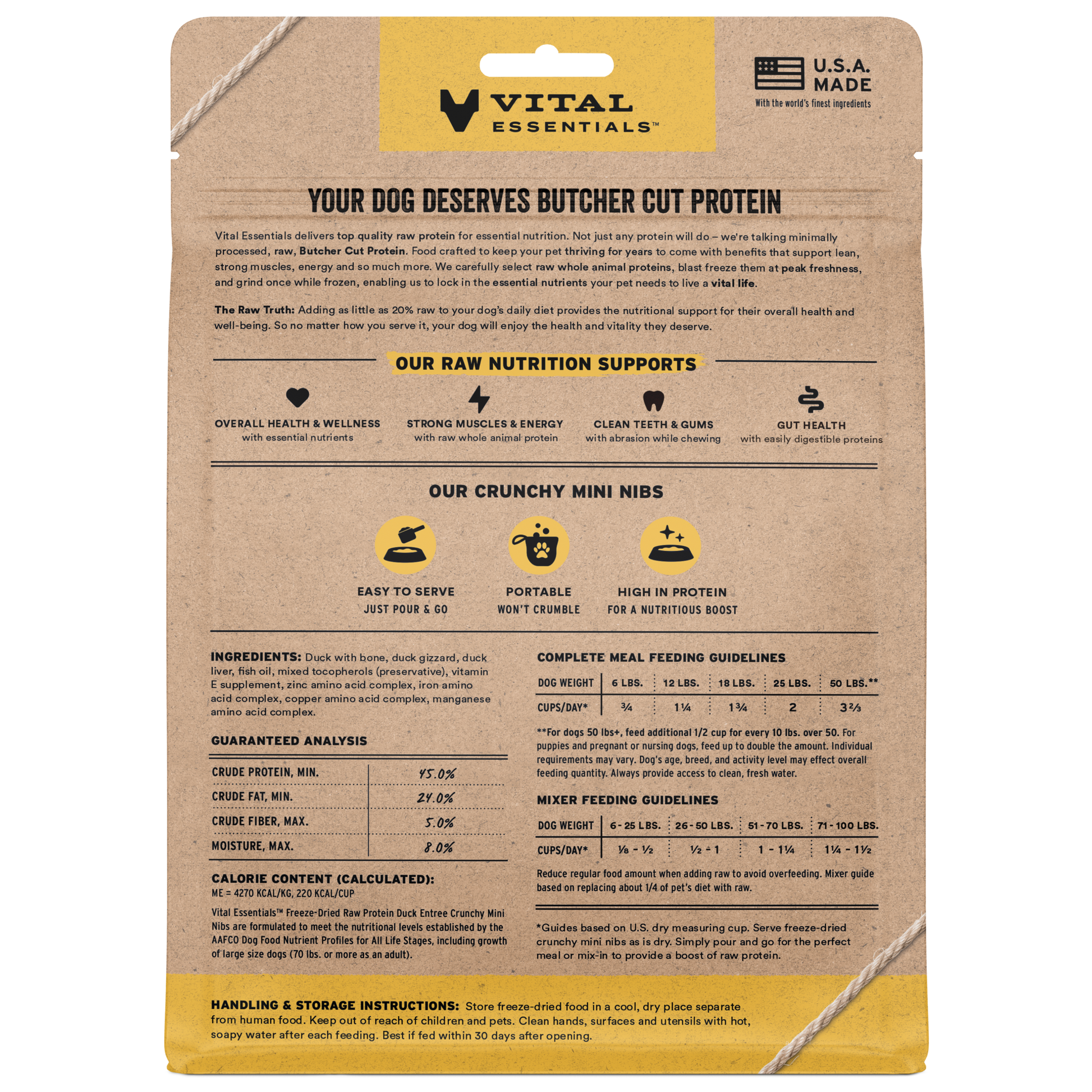 package back vital essentials®_freeze-dried raw_duck_entree_mini nibs_dog food