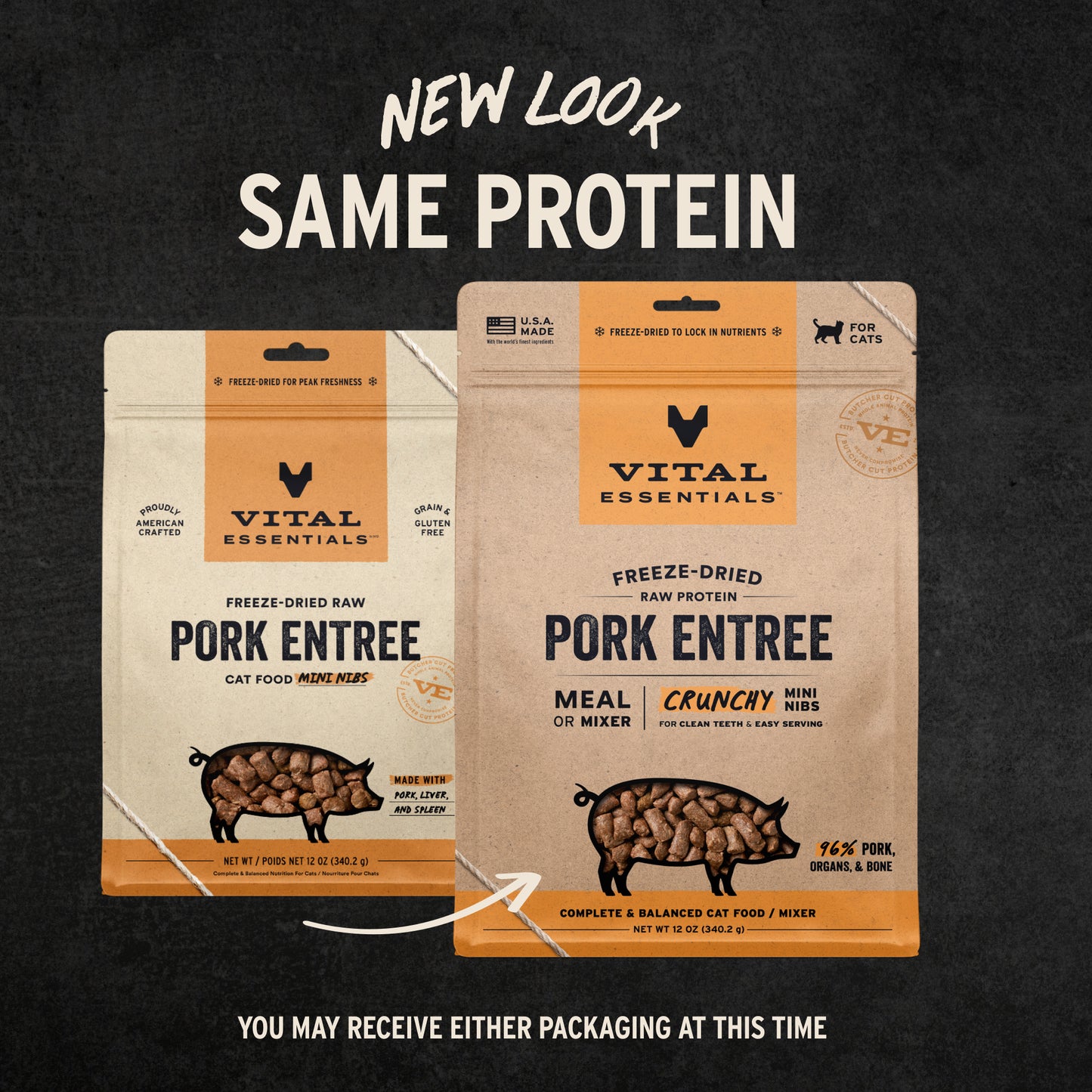 Freeze-Dried Pork Entree Cat Food Crunchy Nibs