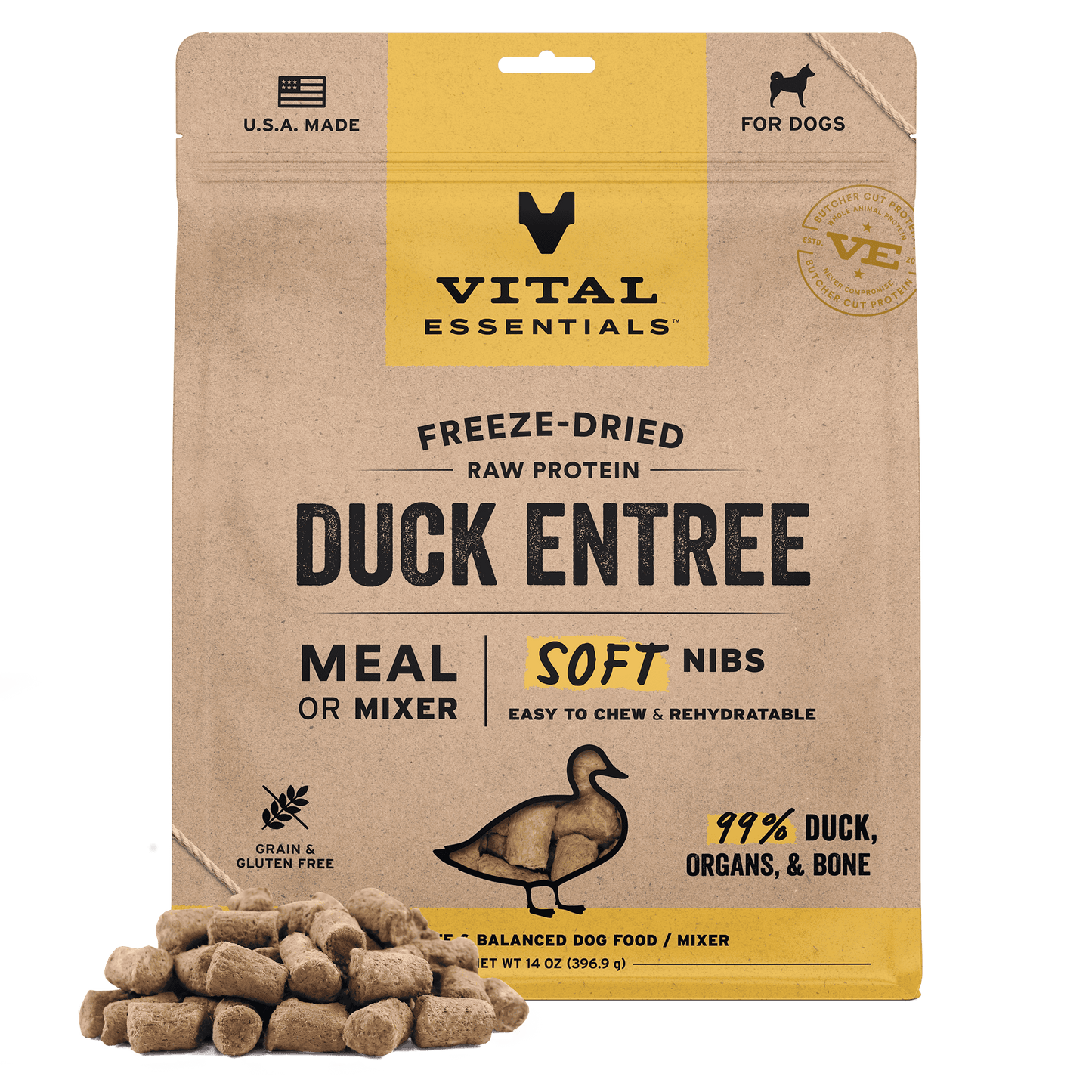 Freeze-Dried Duck Entree & Mixer Dog Food Soft Nibs