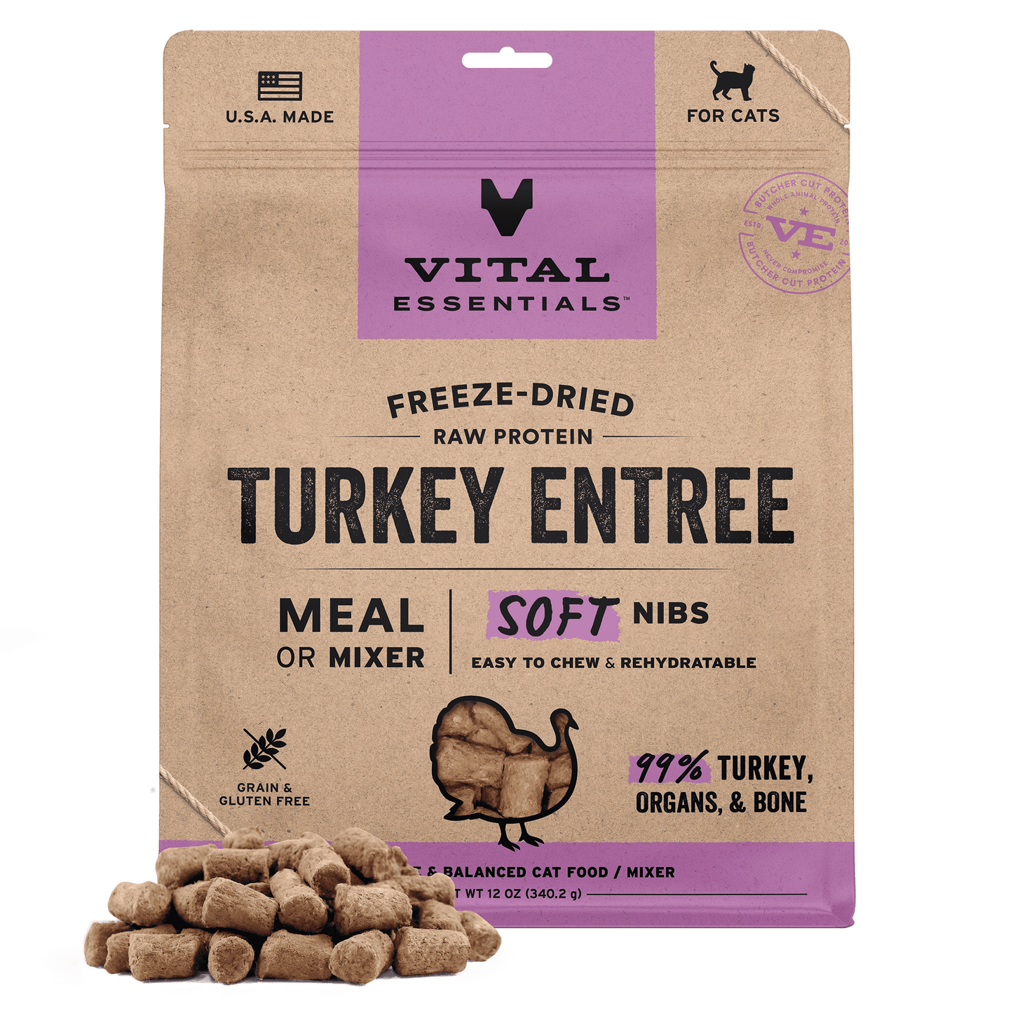 Freeze-Dried Turkey Entree & Mixer Cat Food Soft Nibs