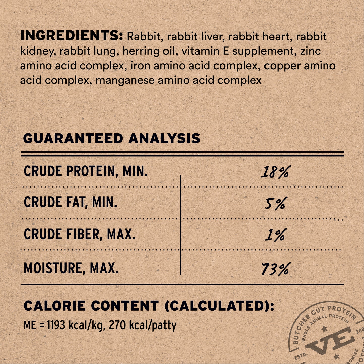 Frozen Rabbit Entree Dog Food Patties