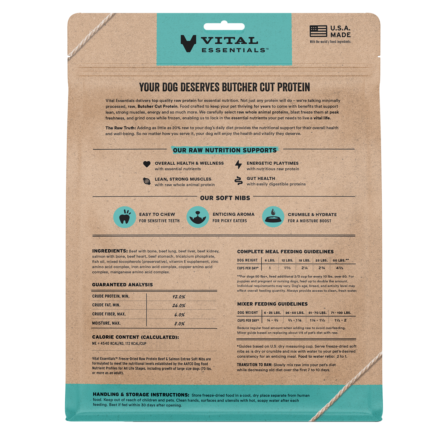 package back vital essentials®_freeze-dried raw_beef & salmon_entree_soft nibs_dog food