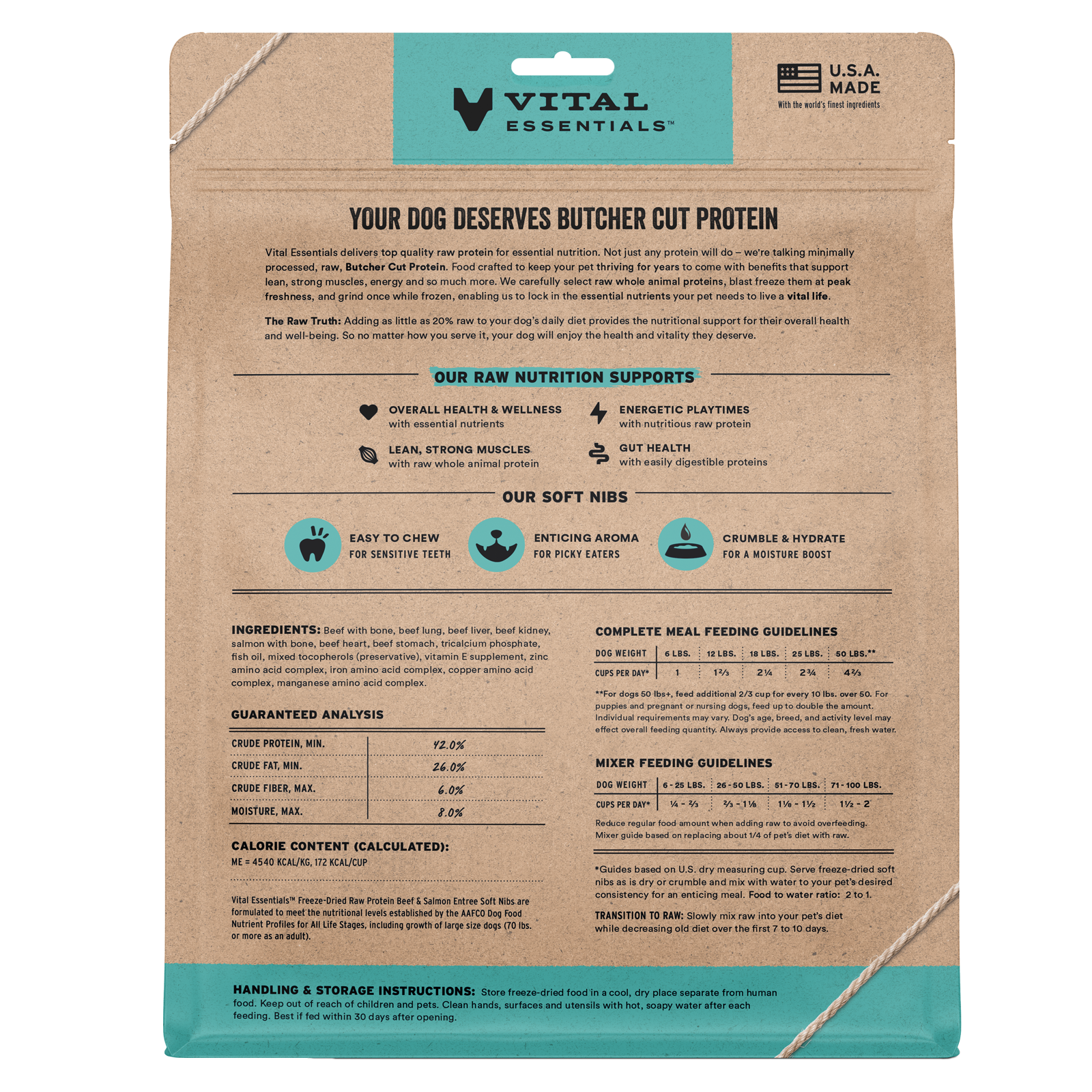 package back vital essentials®_freeze-dried raw_beef & salmon_entree_soft nibs_dog food