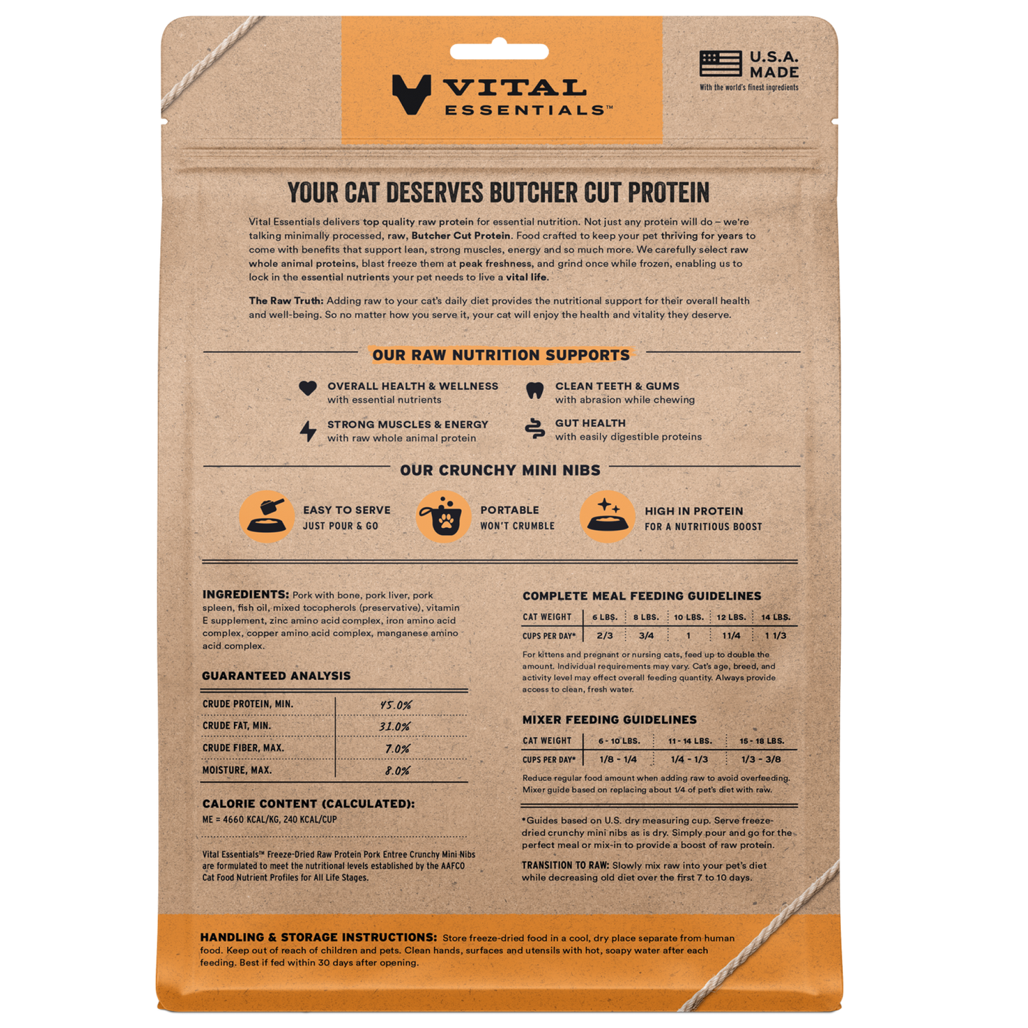 package back vital essentials®_freeze-dried raw_pork_entree_mini nibs_cat food