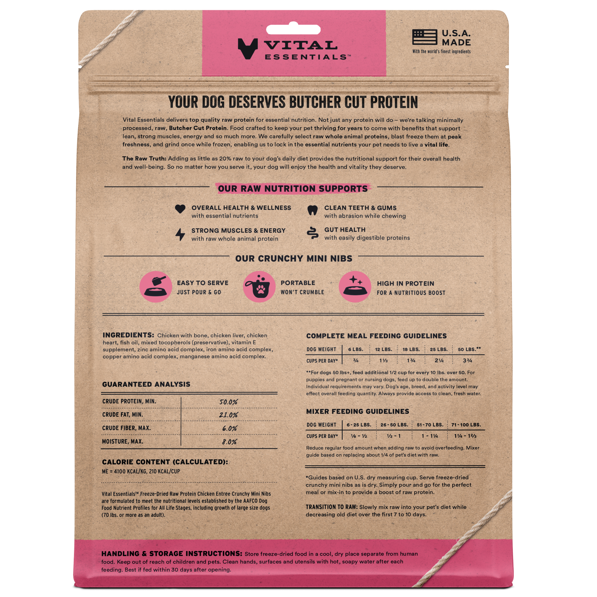 package back vital essentials®_freeze-dried raw_chicken_entree_mini nibs_dog food