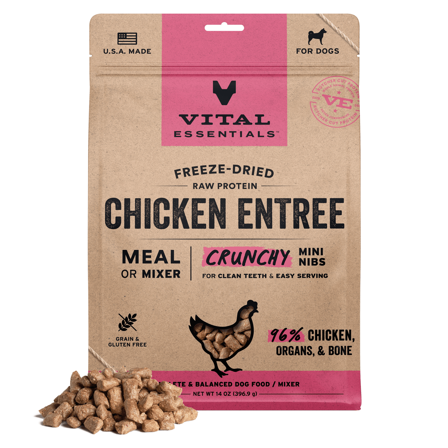 Freeze-Dried Chicken Entree Dog Food Crunchy Mini Nibs