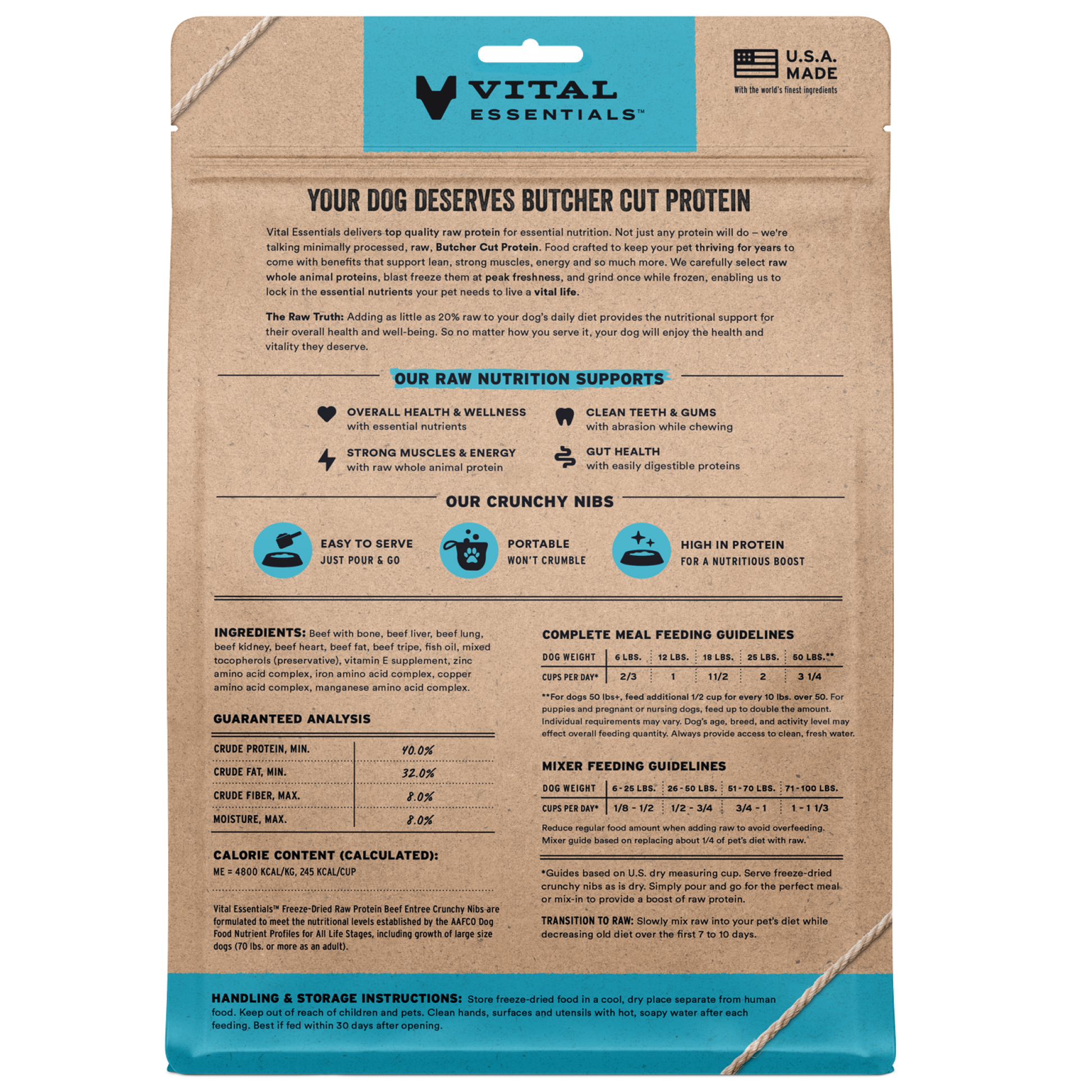 package back vital essentials®_freeze-dried raw_beef_entree_nibs_dog food