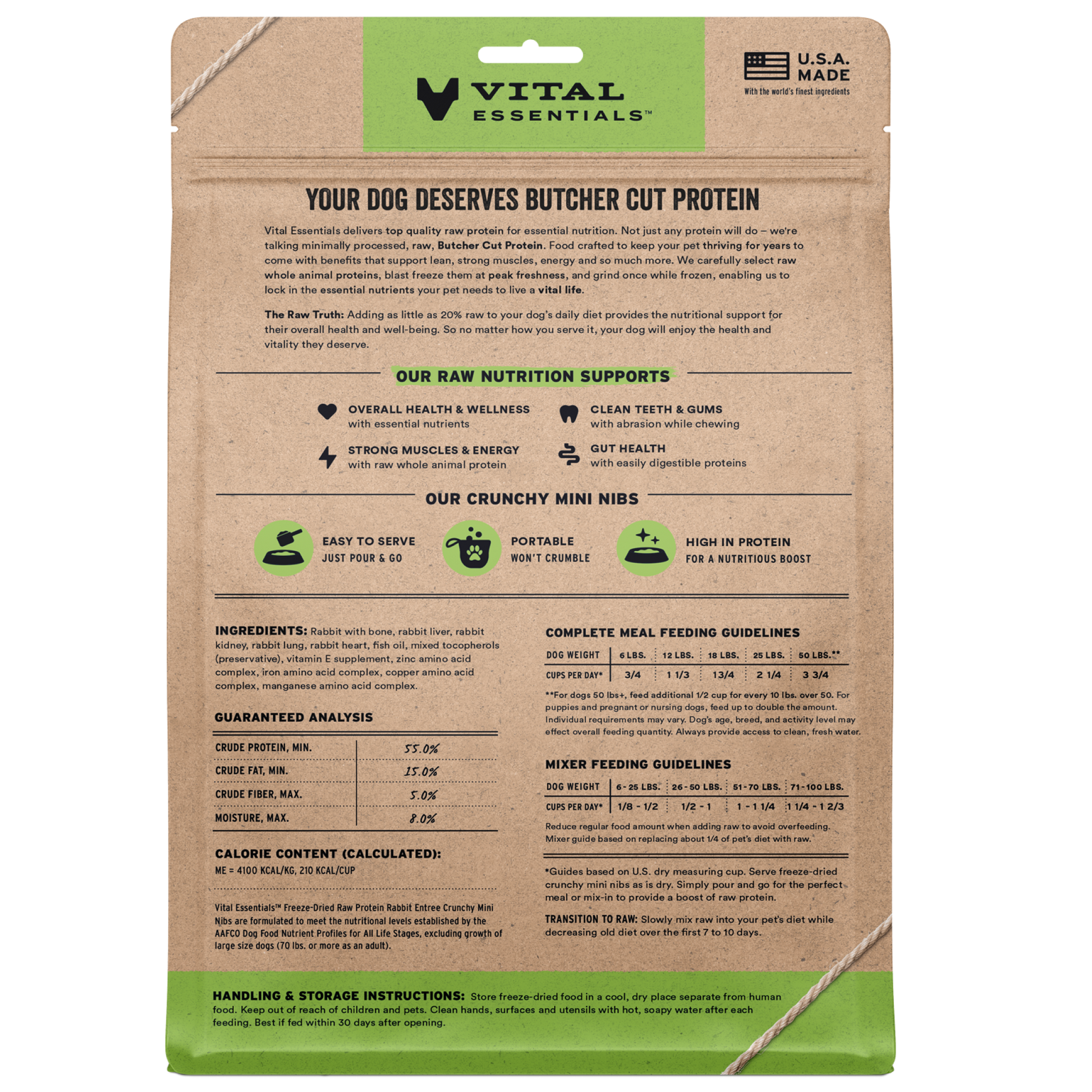 package back vital essentials®_freeze-dried raw_rabbit_entree_mini nibs_dog food